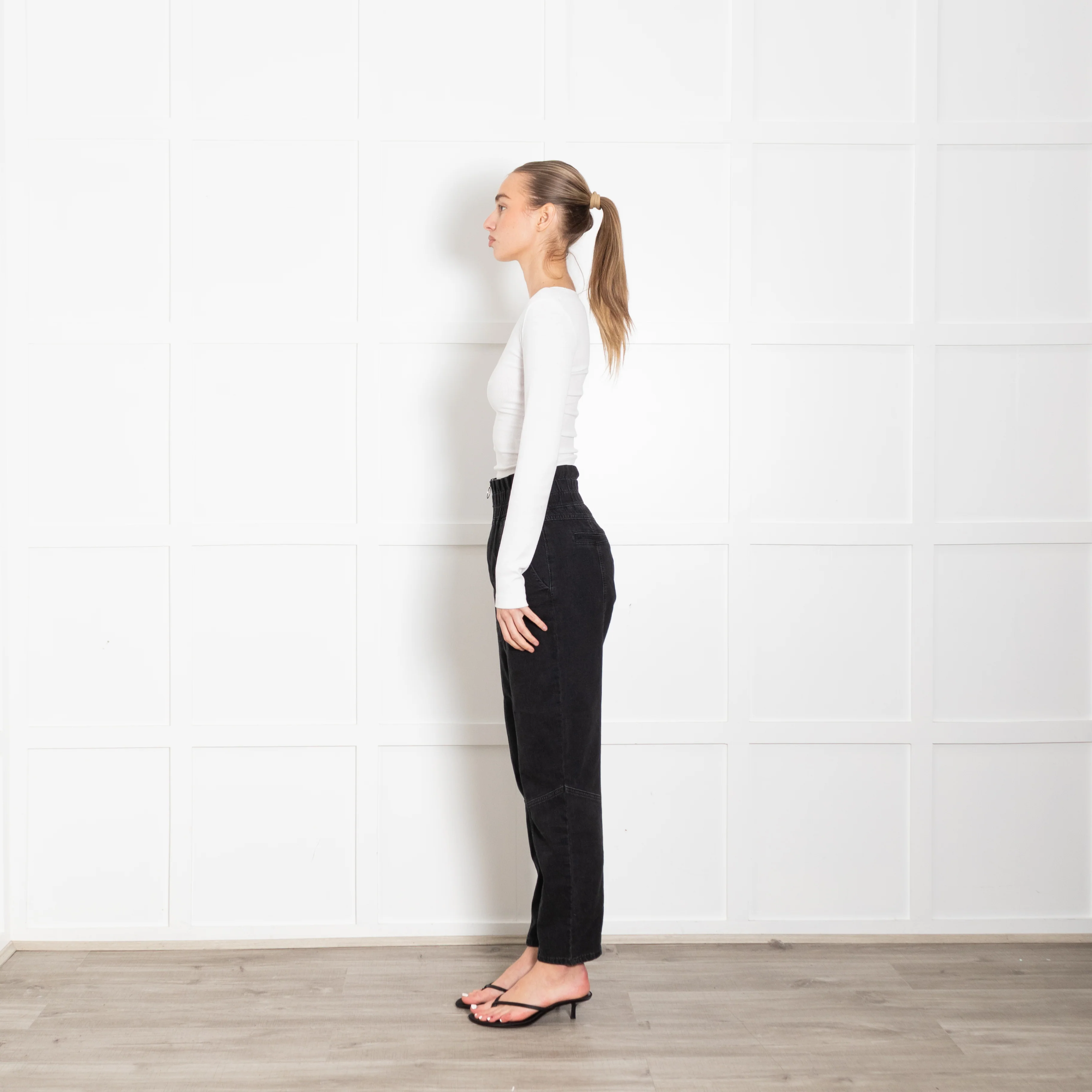 Ba & Sh Black High Waisted Cotton Blend Trousers - Image 4