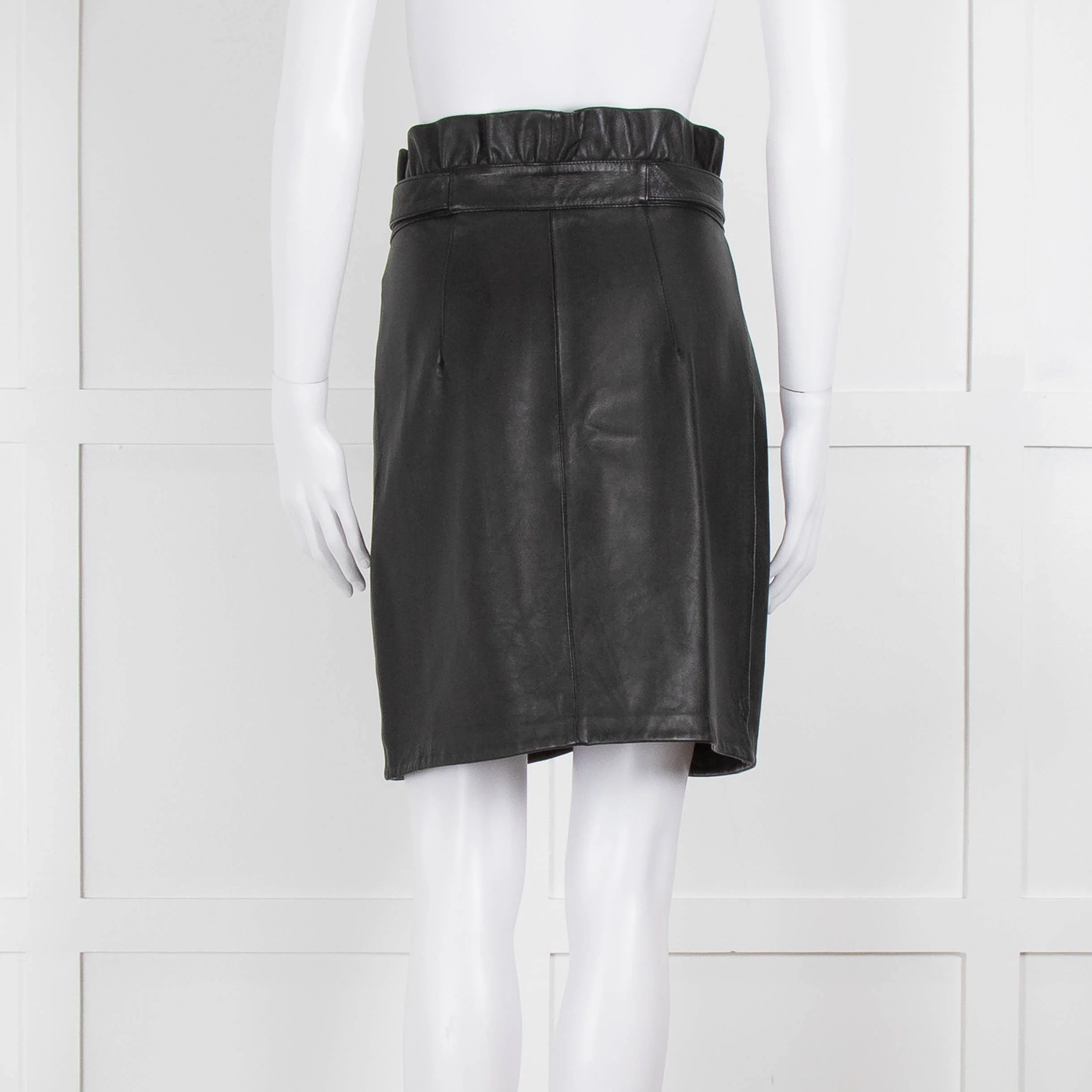 Ba&sh Black Leather High Waisted Wrap Skirt - Image 5