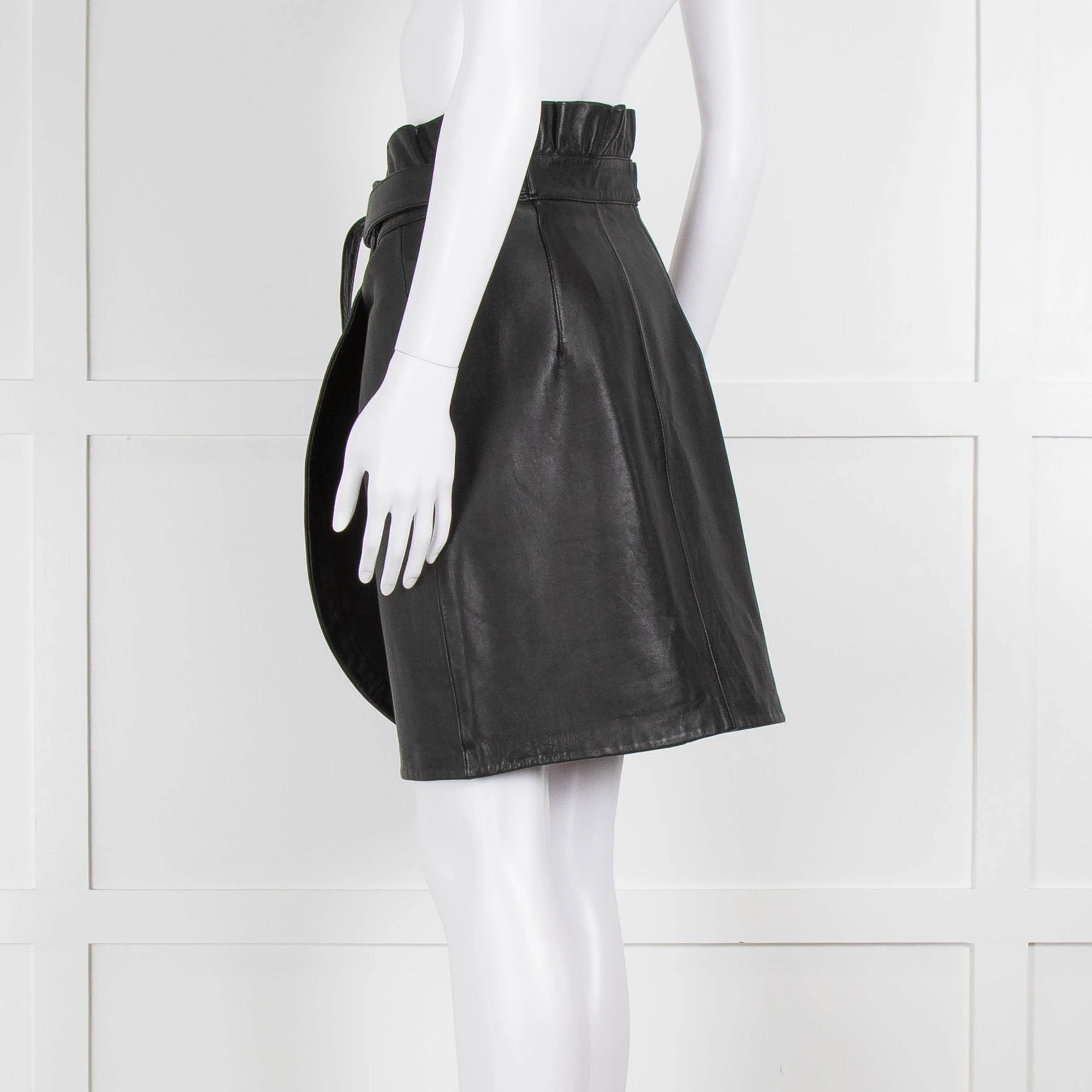 Ba&sh Black Leather High Waisted Wrap Skirt - Image 6