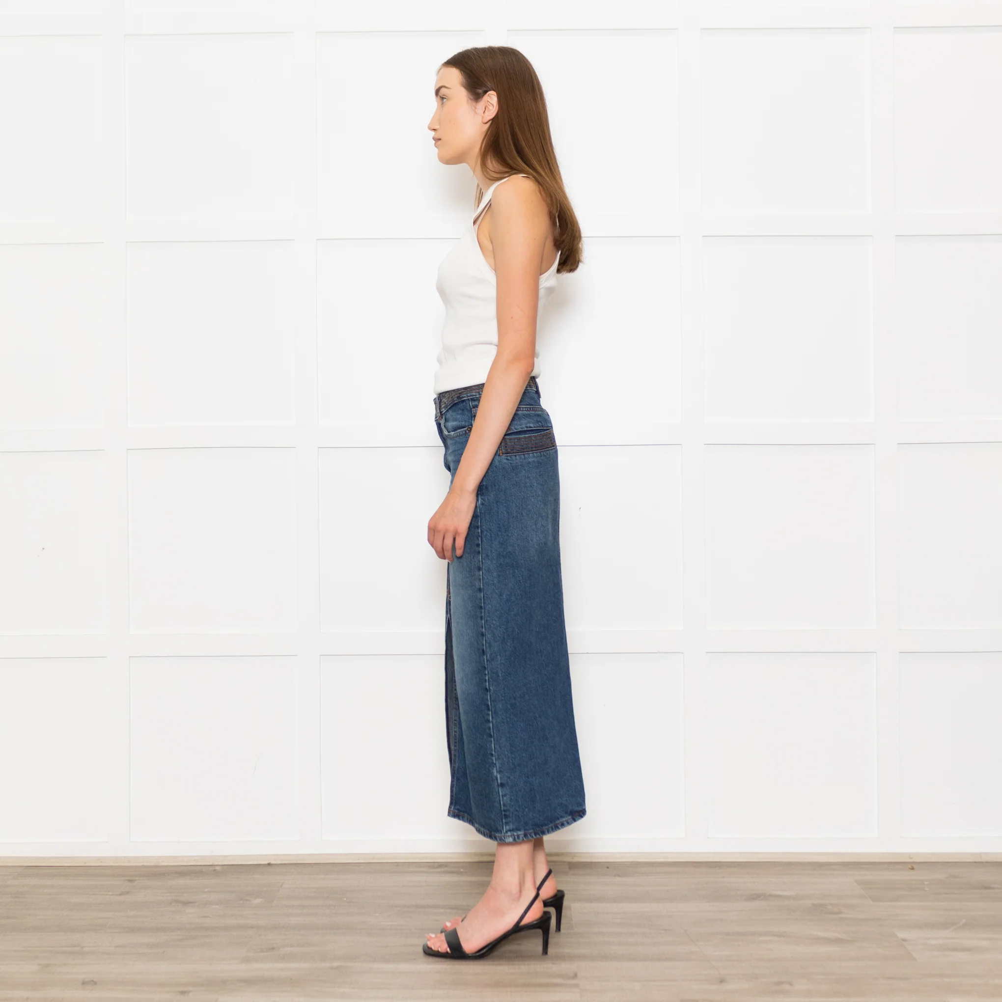 Ba&Sh Blue Denim Pencil Midi Skirt - Image 4