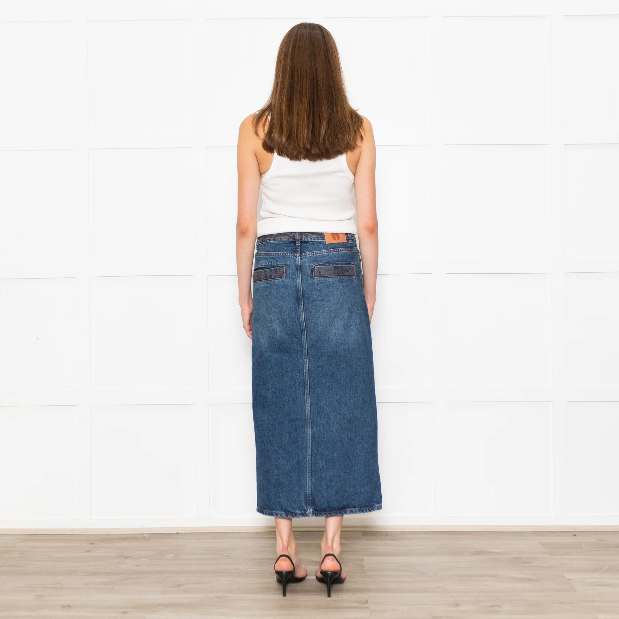 Ba&Sh Blue Denim Pencil Midi Skirt - Image 5