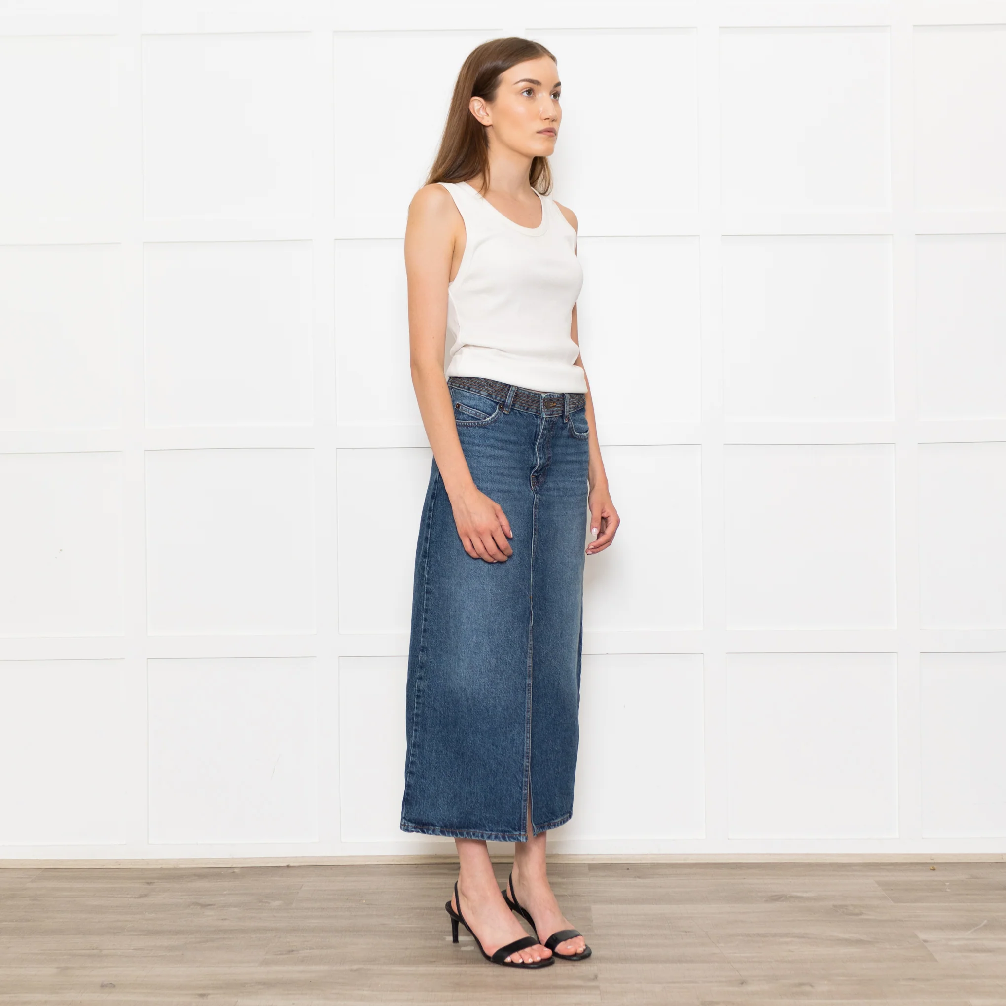 Ba&Sh Blue Denim Pencil Midi Skirt - Image 7