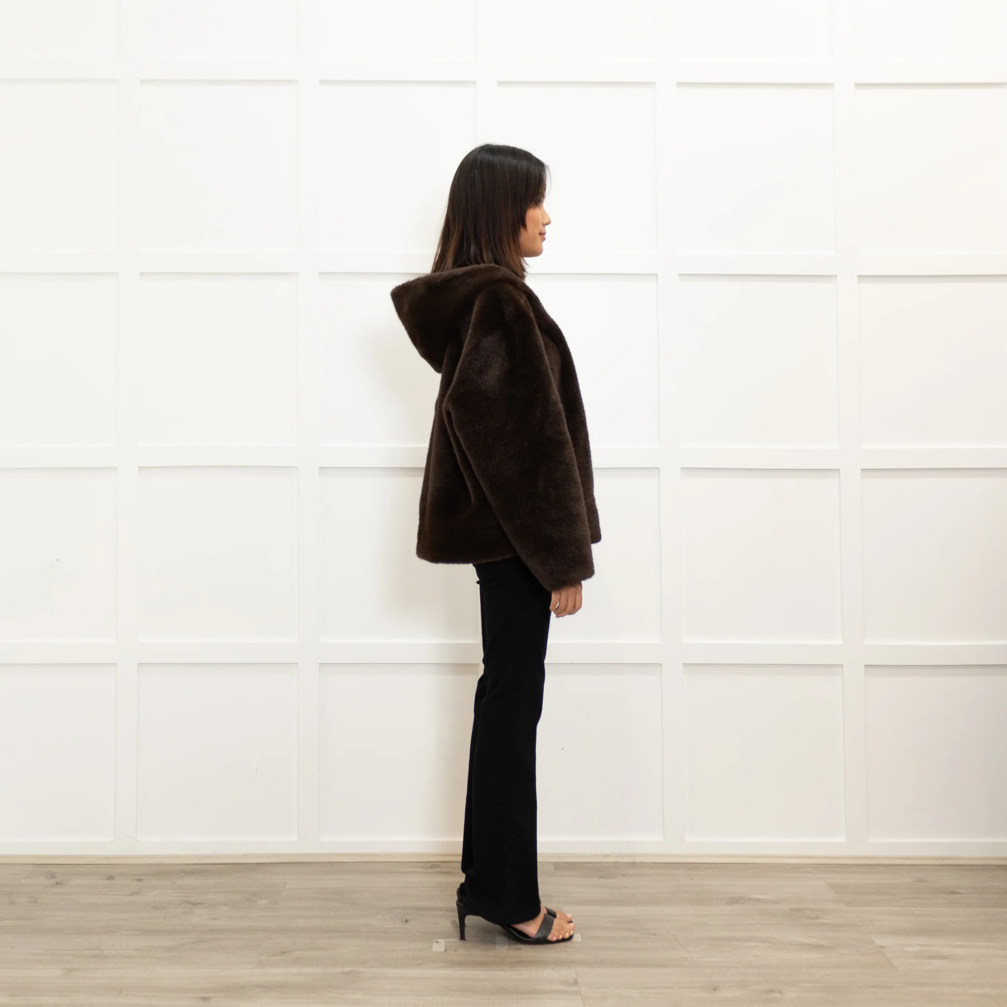 Ba & Sh Brown Faux Fur Short Jacket - Image 4