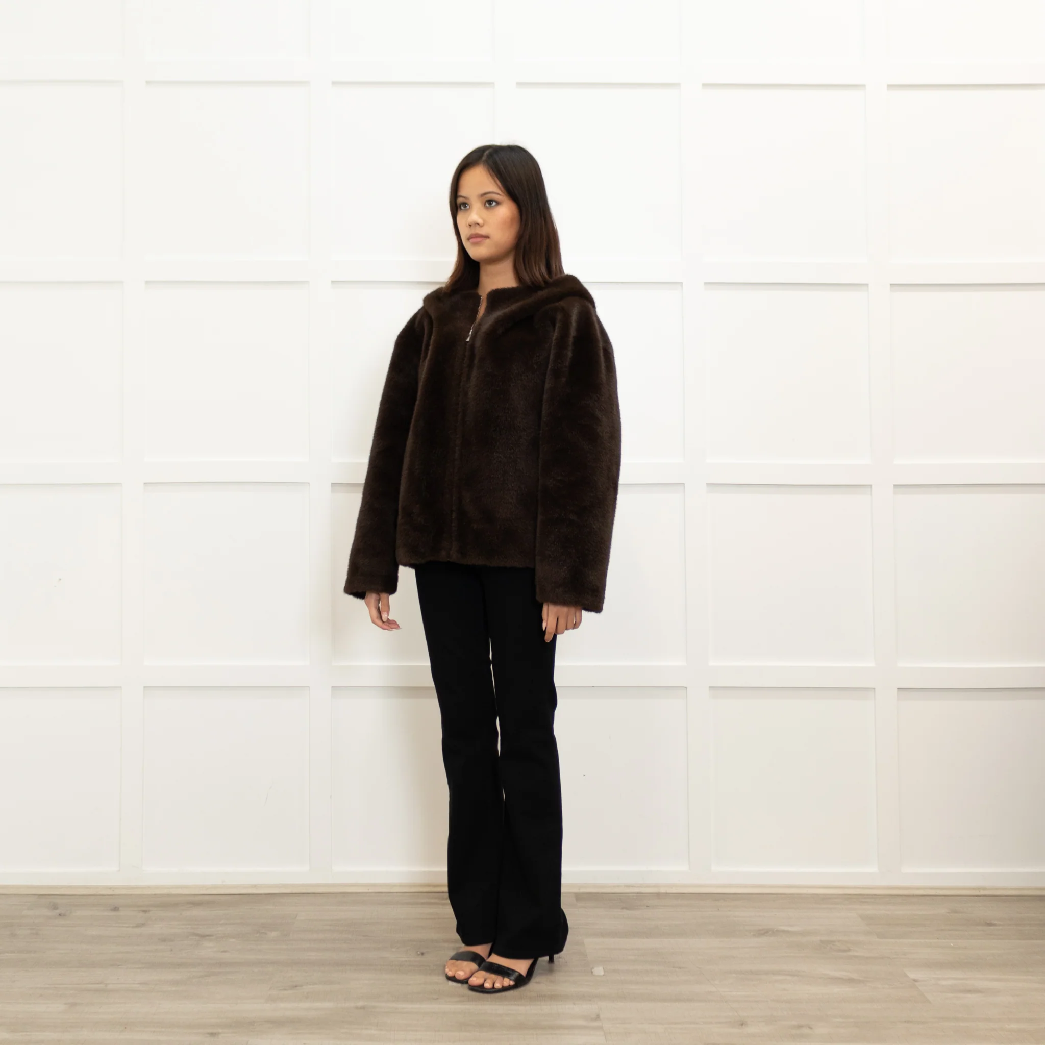 Ba & Sh Brown Faux Fur Short Jacket - Image 7