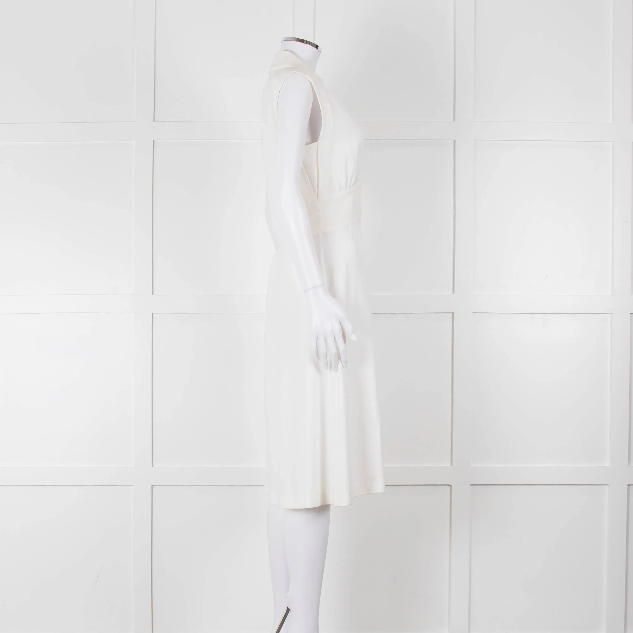 Ba & Sh Cream Buttoned Up Sleeveless Dress - Image 3