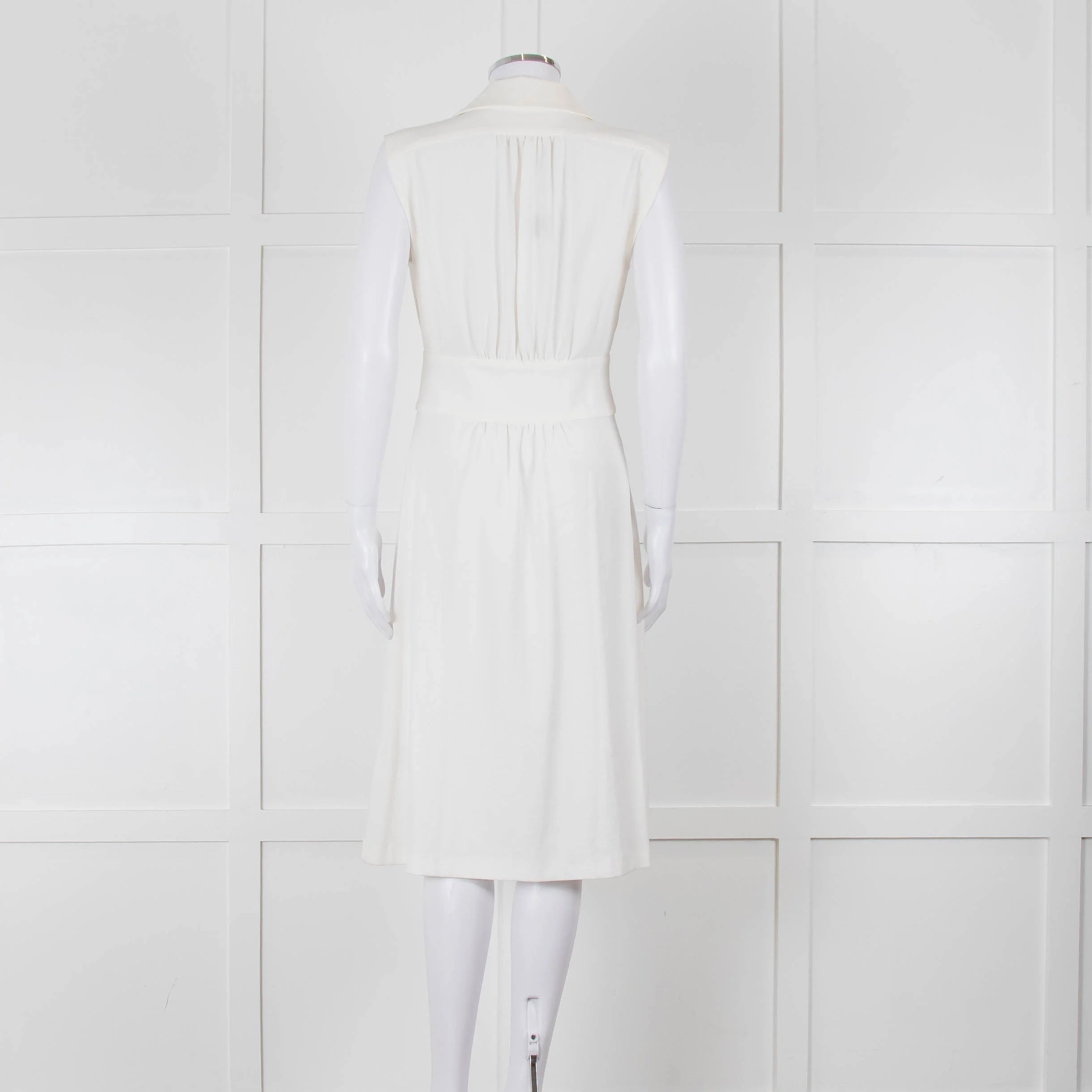 Ba & Sh Cream Buttoned Up Sleeveless Dress - Image 5