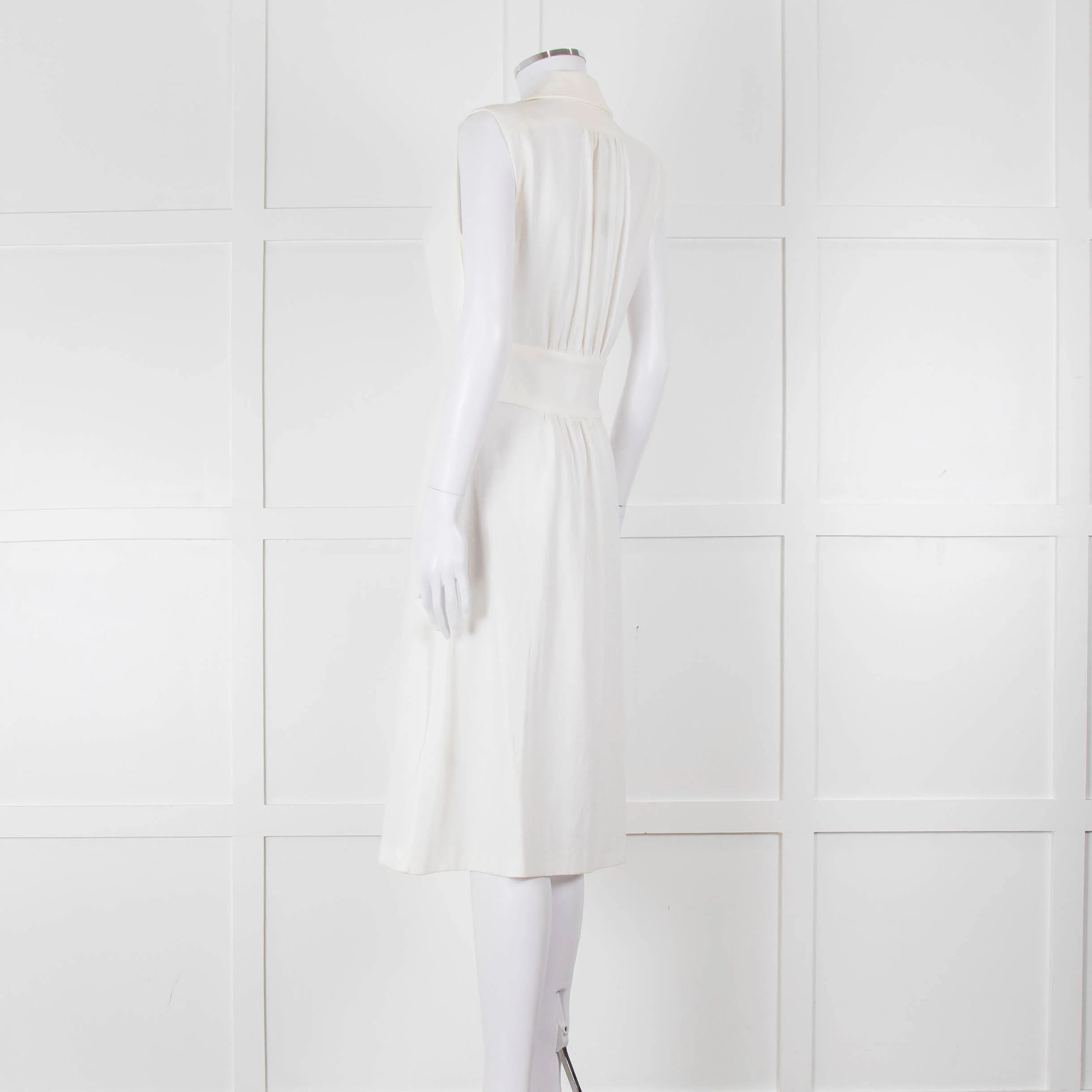 Ba & Sh Cream Buttoned Up Sleeveless Dress - Image 6