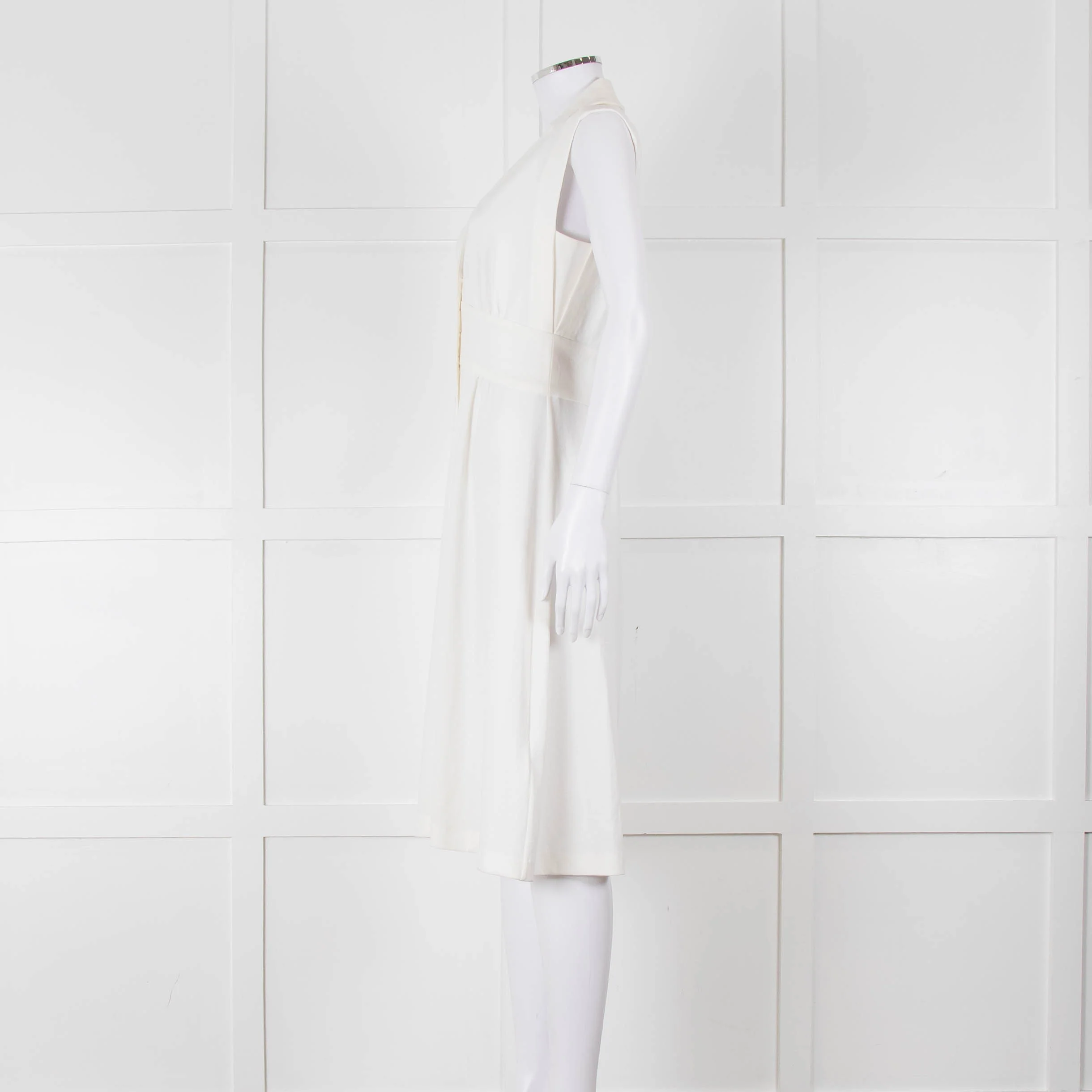 Ba & Sh Cream Buttoned Up Sleeveless Dress - Image 7