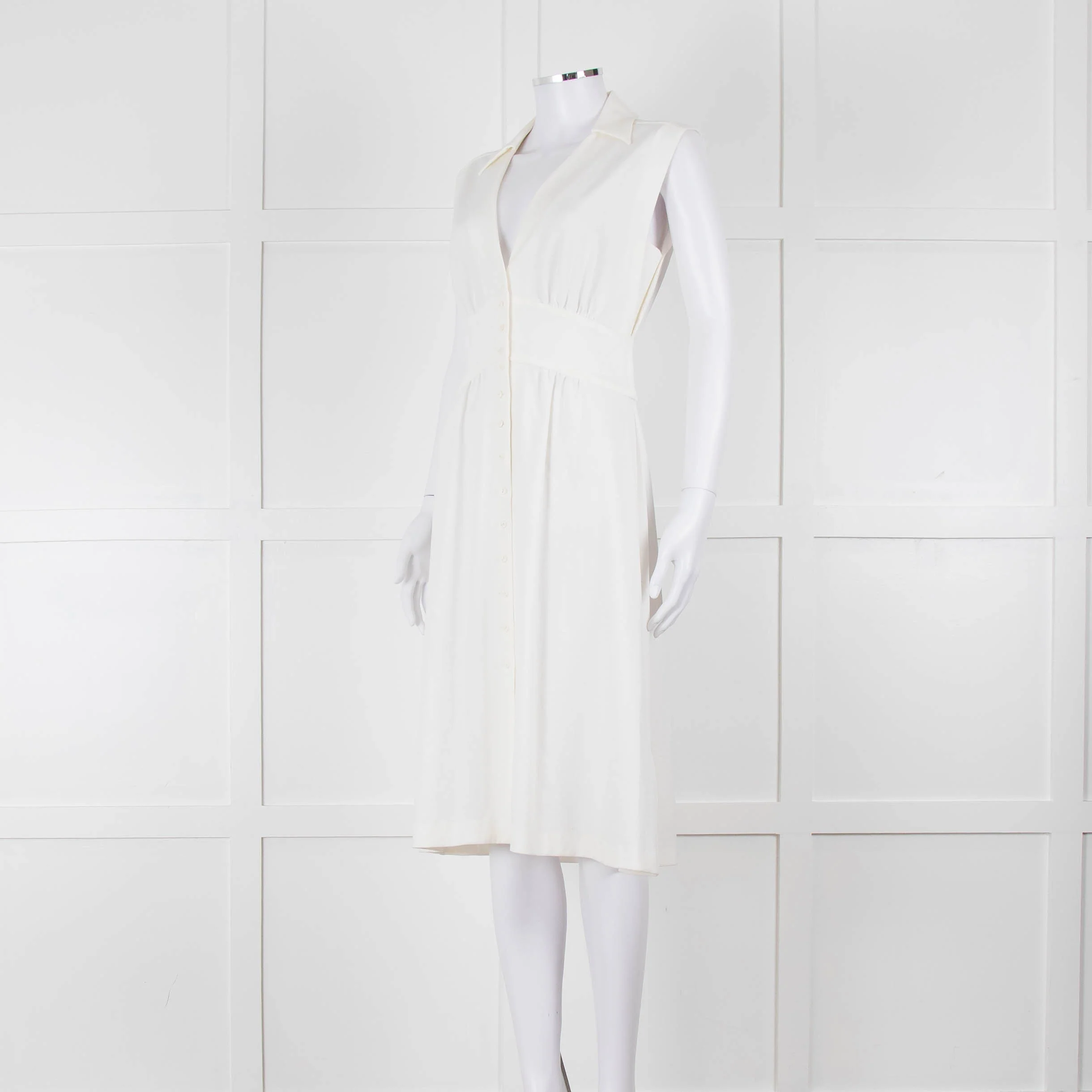 Ba & Sh Cream Buttoned Up Sleeveless Dress - Image 8