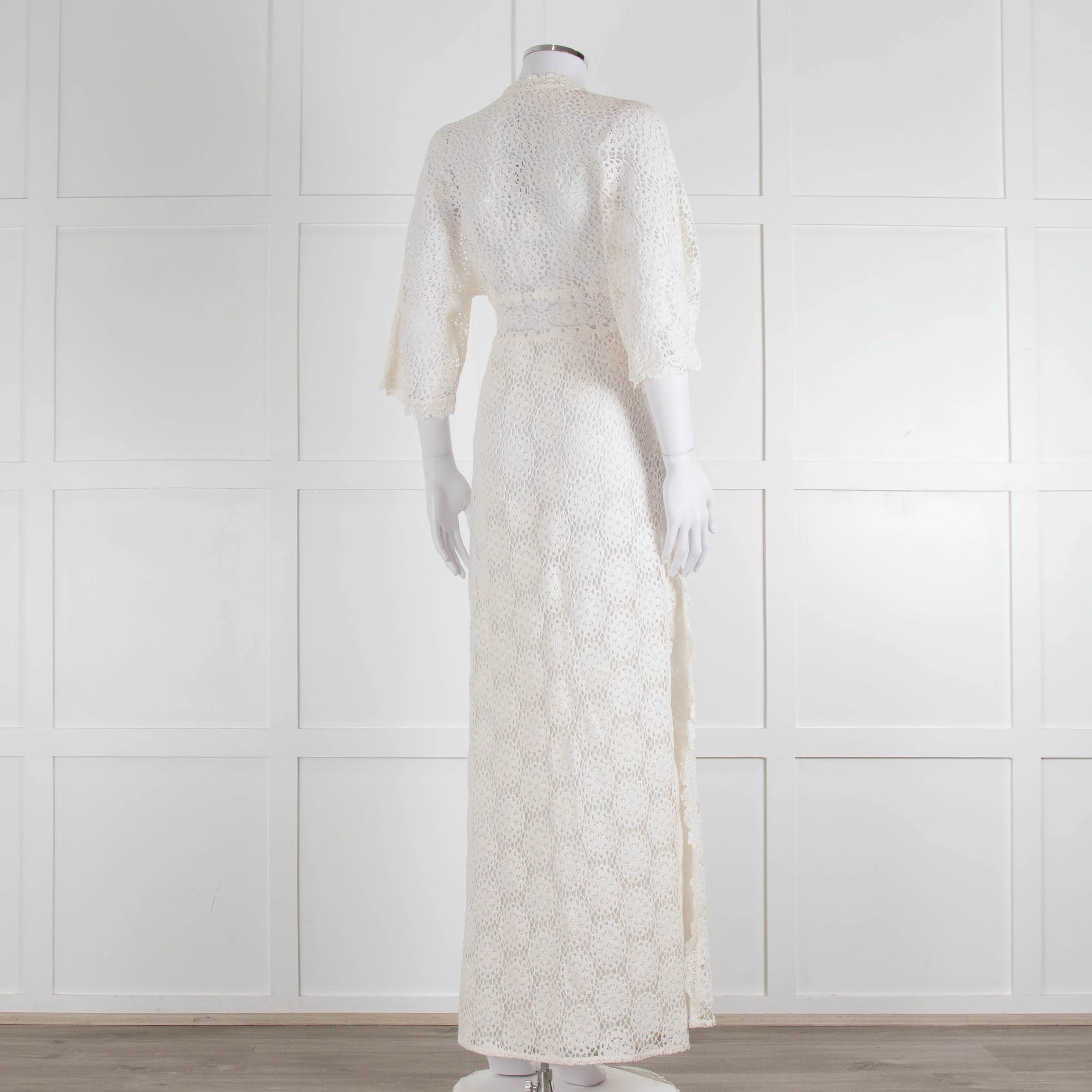Ba&sh Cream Crochet Lace Long Dress - Image 4