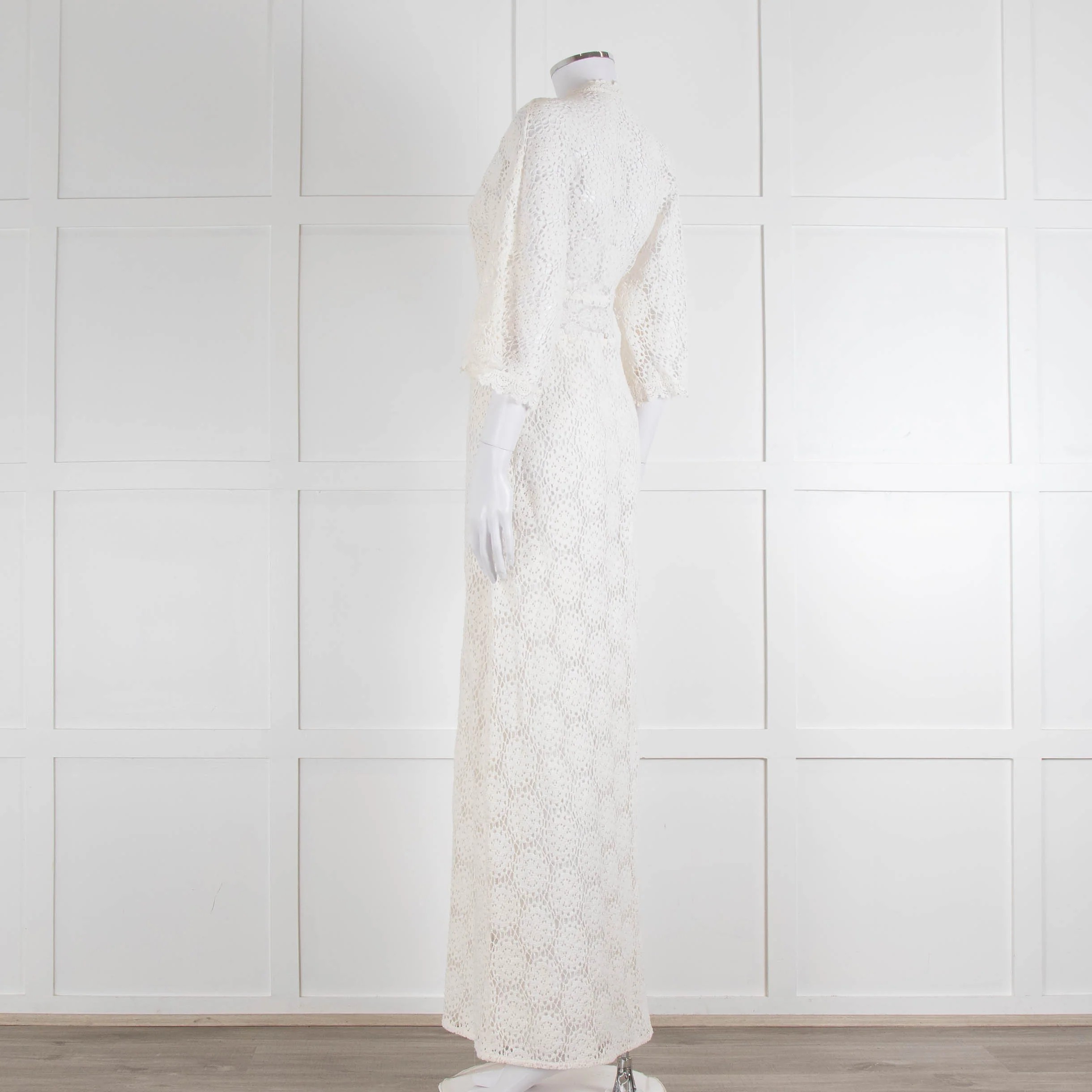 Ba&sh Cream Crochet Lace Long Dress - Image 6
