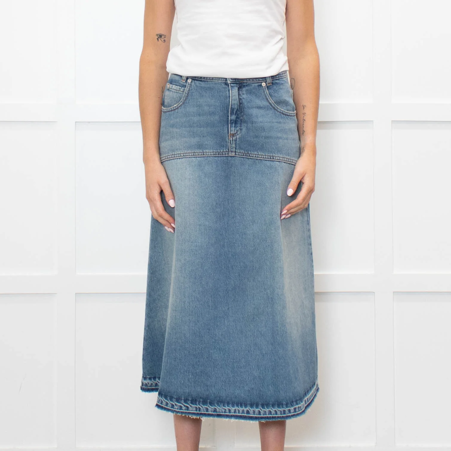 Ba & Sh Light Blue Denim A-Line Skirt - Image 2