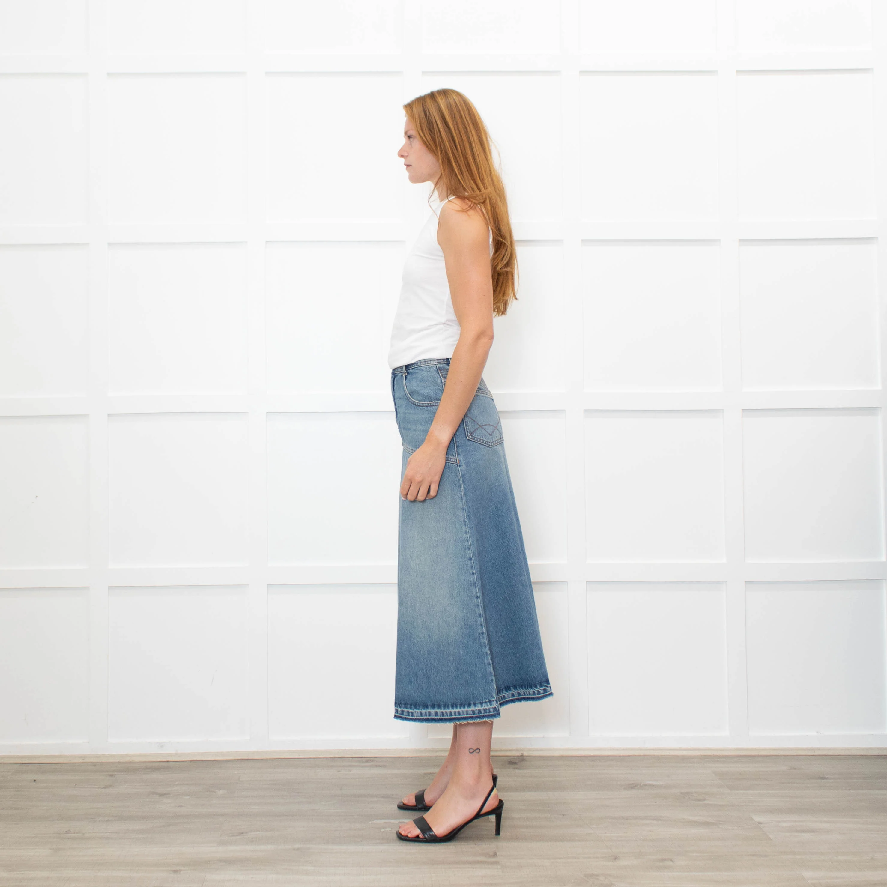 Ba & Sh Light Blue Denim A-Line Skirt - Image 4