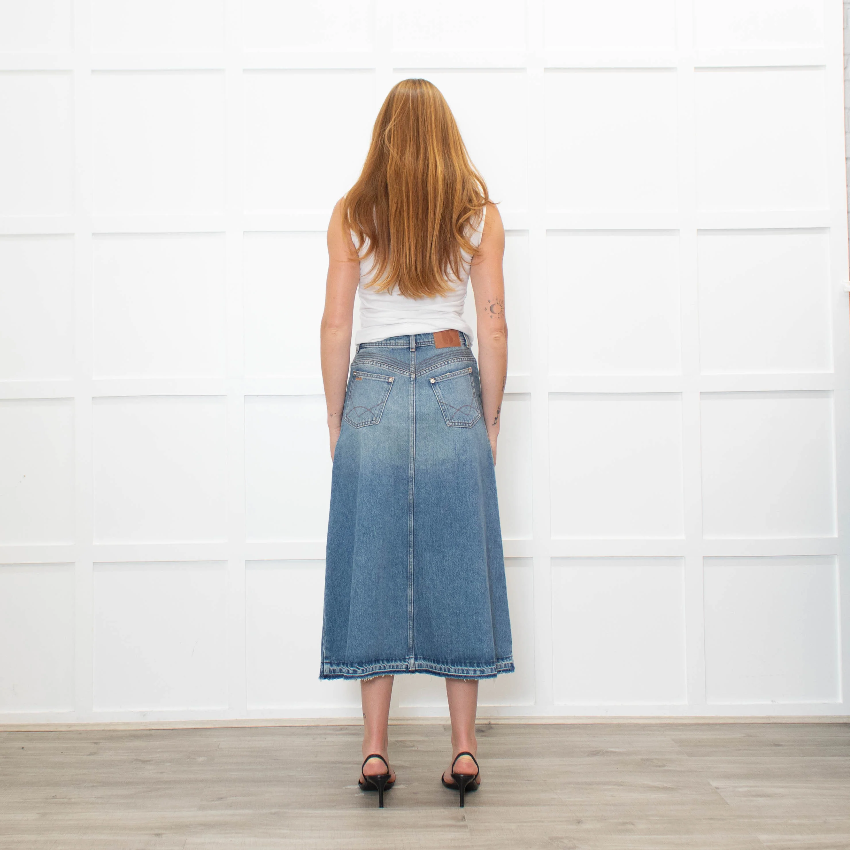 Ba & Sh Light Blue Denim A-Line Skirt - Image 5