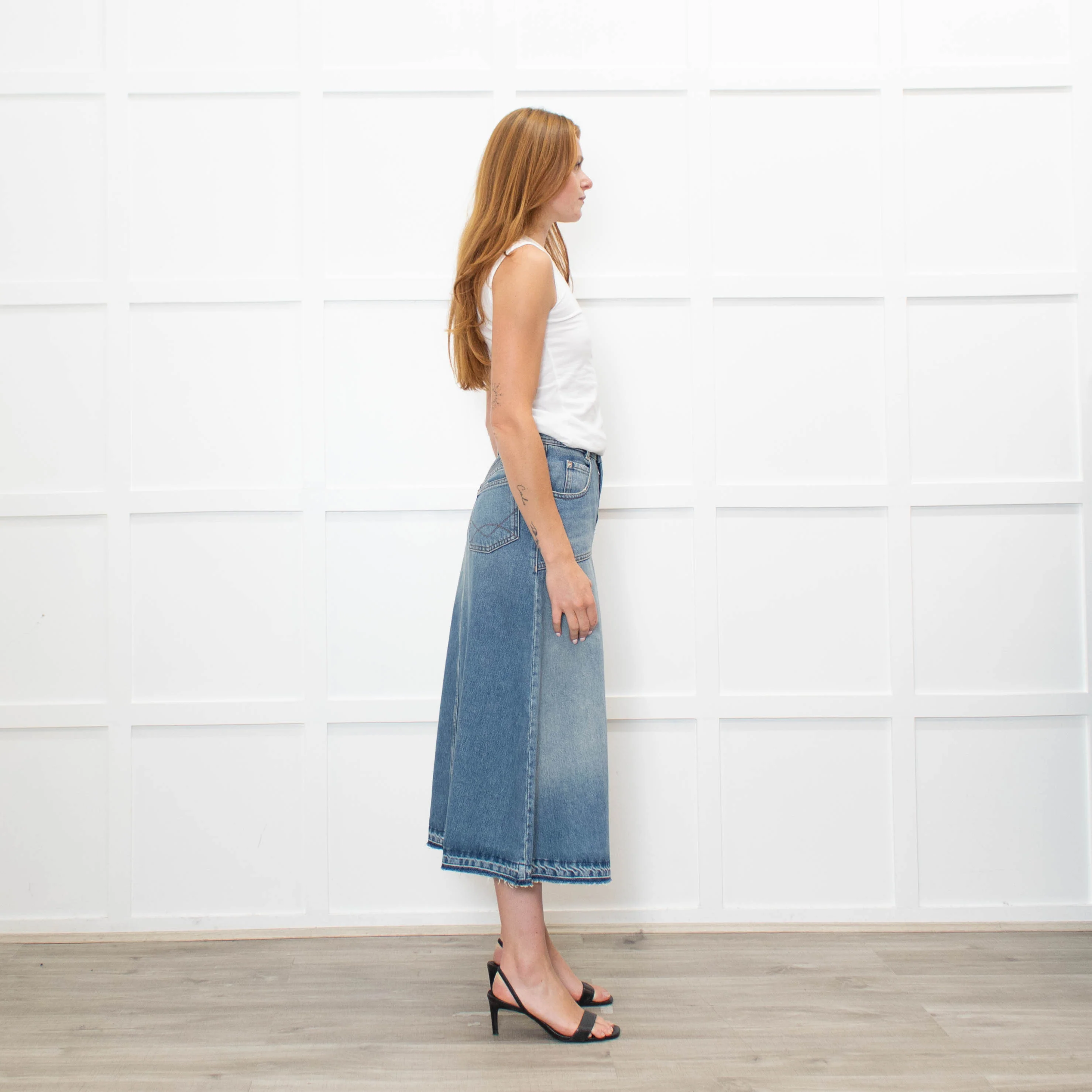 Ba & Sh Light Blue Denim A-Line Skirt - Image 6