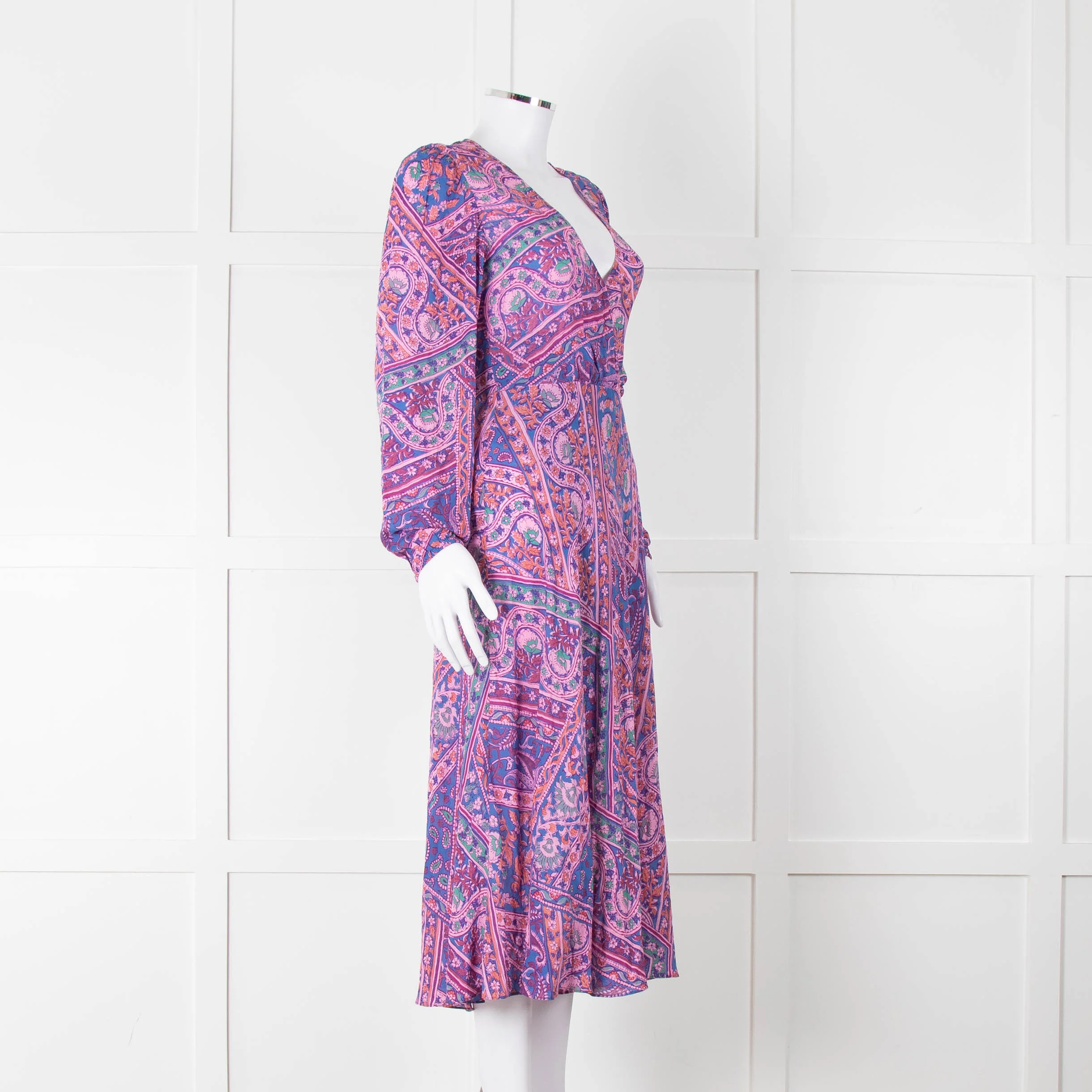 BA & SH Lilac Blue Paisley Long Sleeve Dress - Image 2