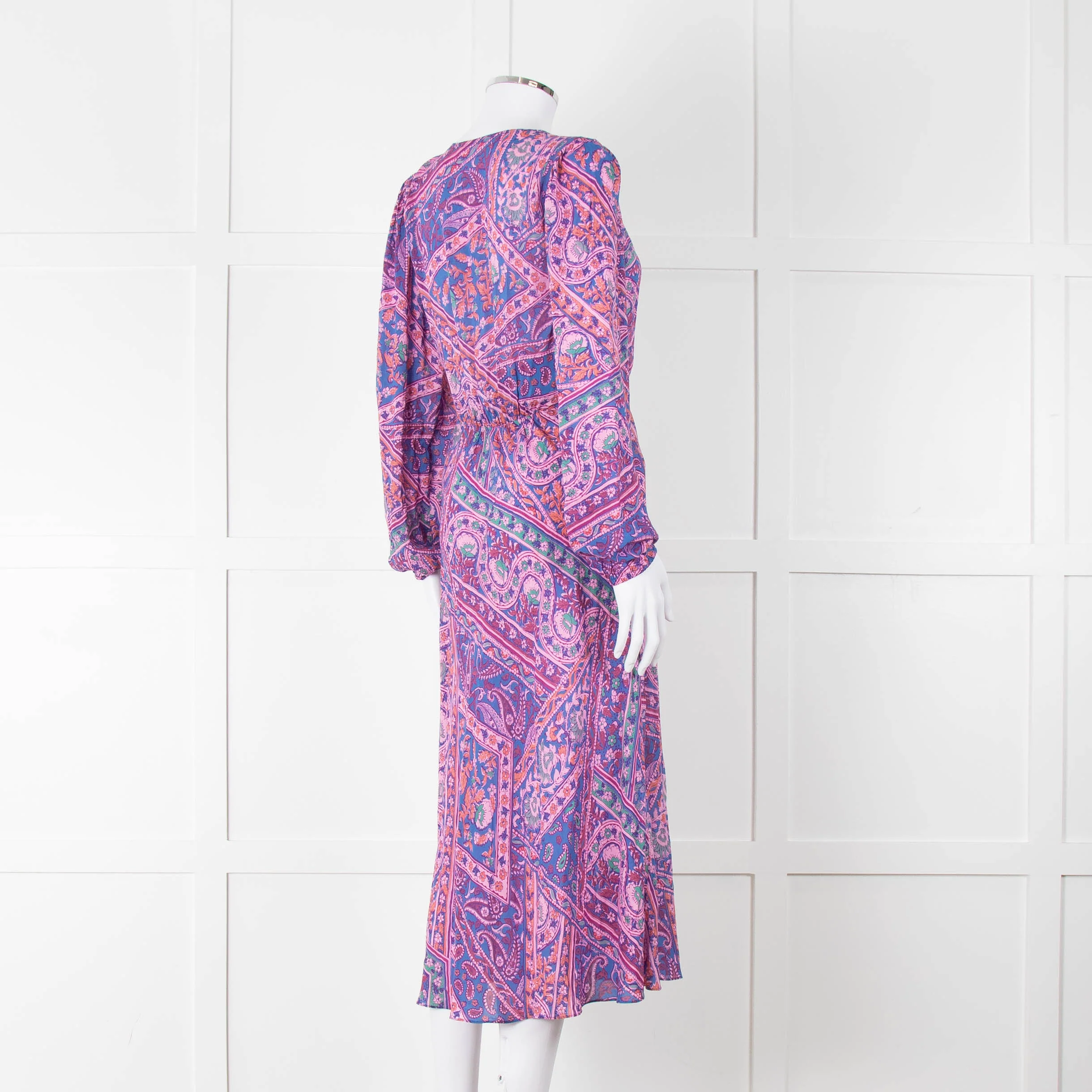 BA & SH Lilac Blue Paisley Long Sleeve Dress - Image 4