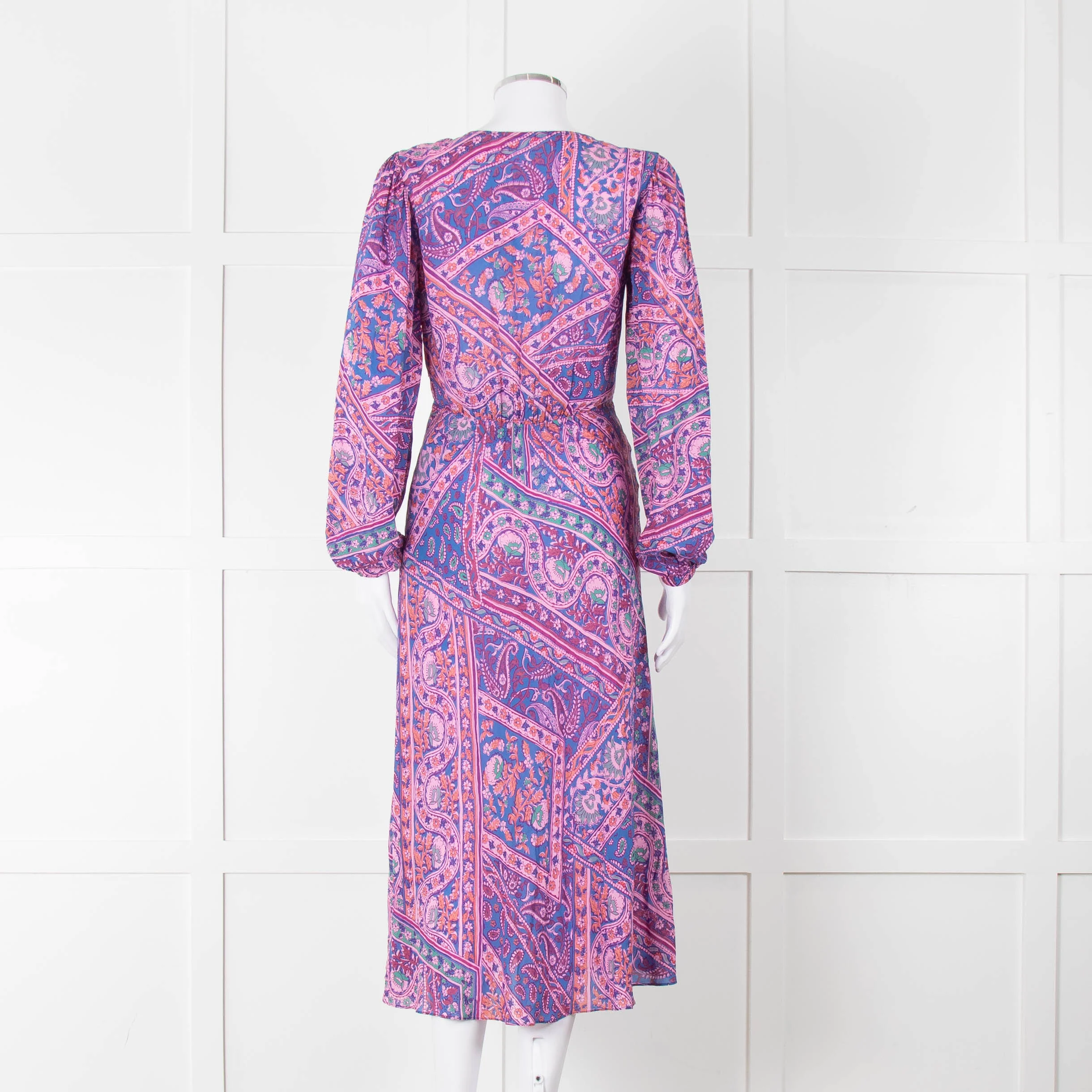 BA & SH Lilac Blue Paisley Long Sleeve Dress - Image 5