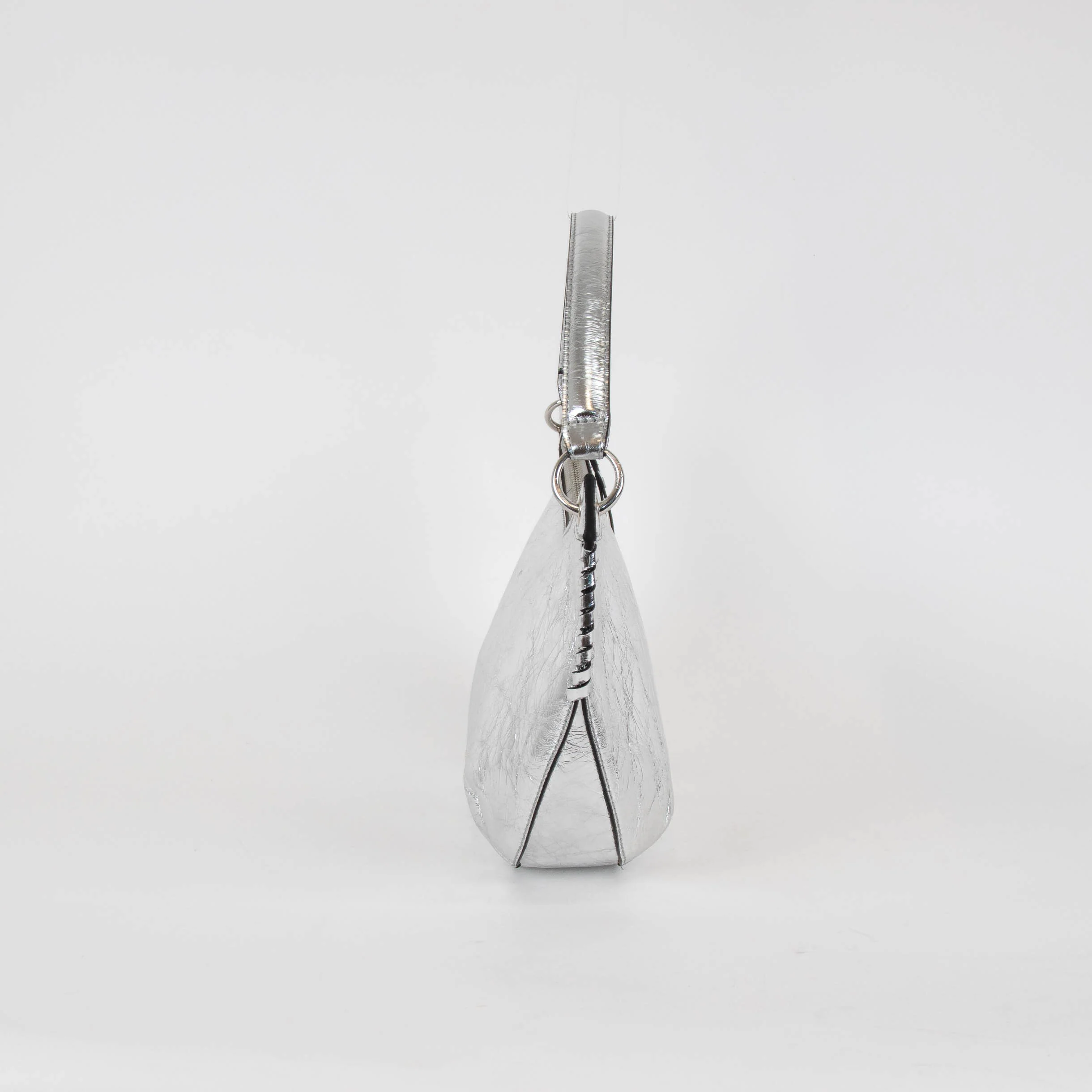 ba&sh Silver Cracked Leather Swing Bag - Image 3