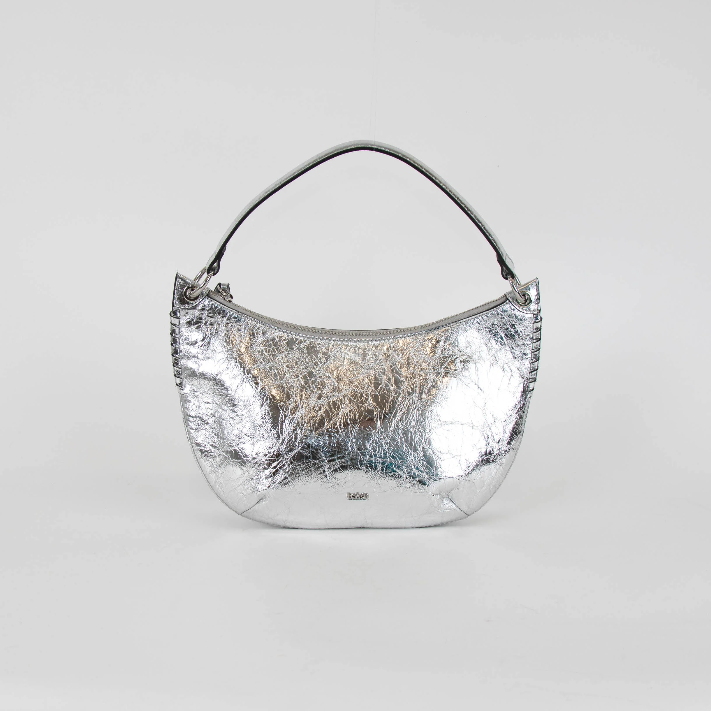 ba&sh Silver Cracked Leather Swing Bag - Image 4