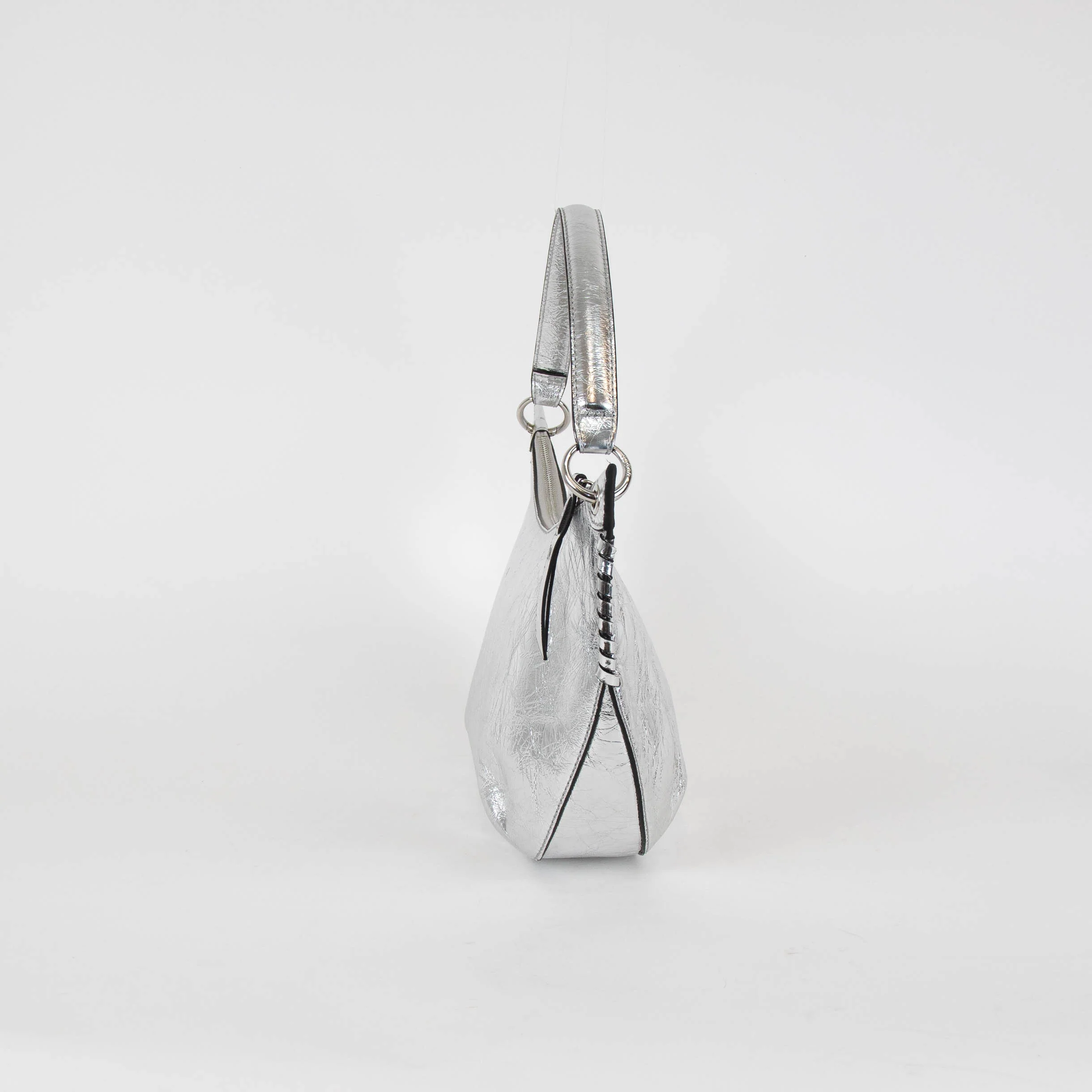 ba&sh Silver Cracked Leather Swing Bag - Image 5