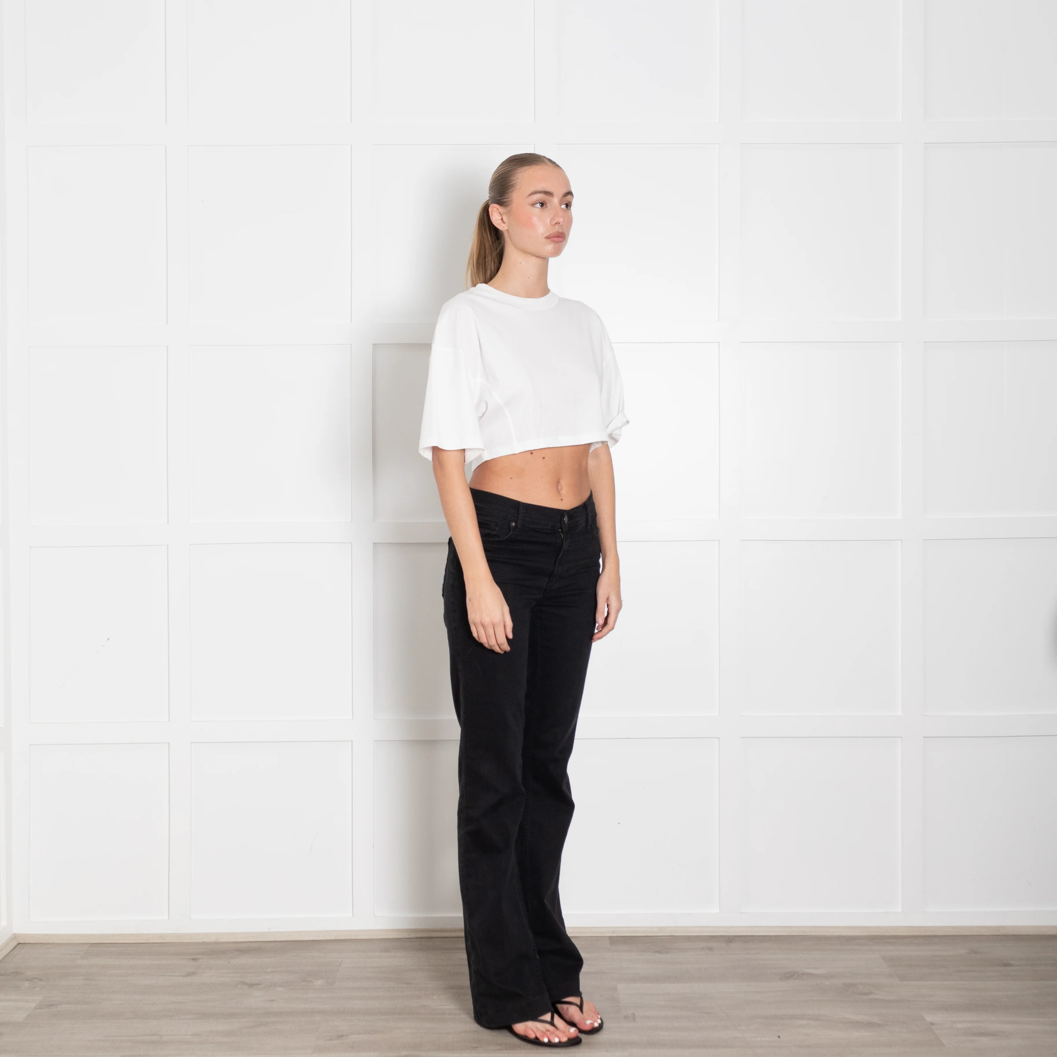 Ba & Sh White Cotton Cropped T-Shirt - Image 7