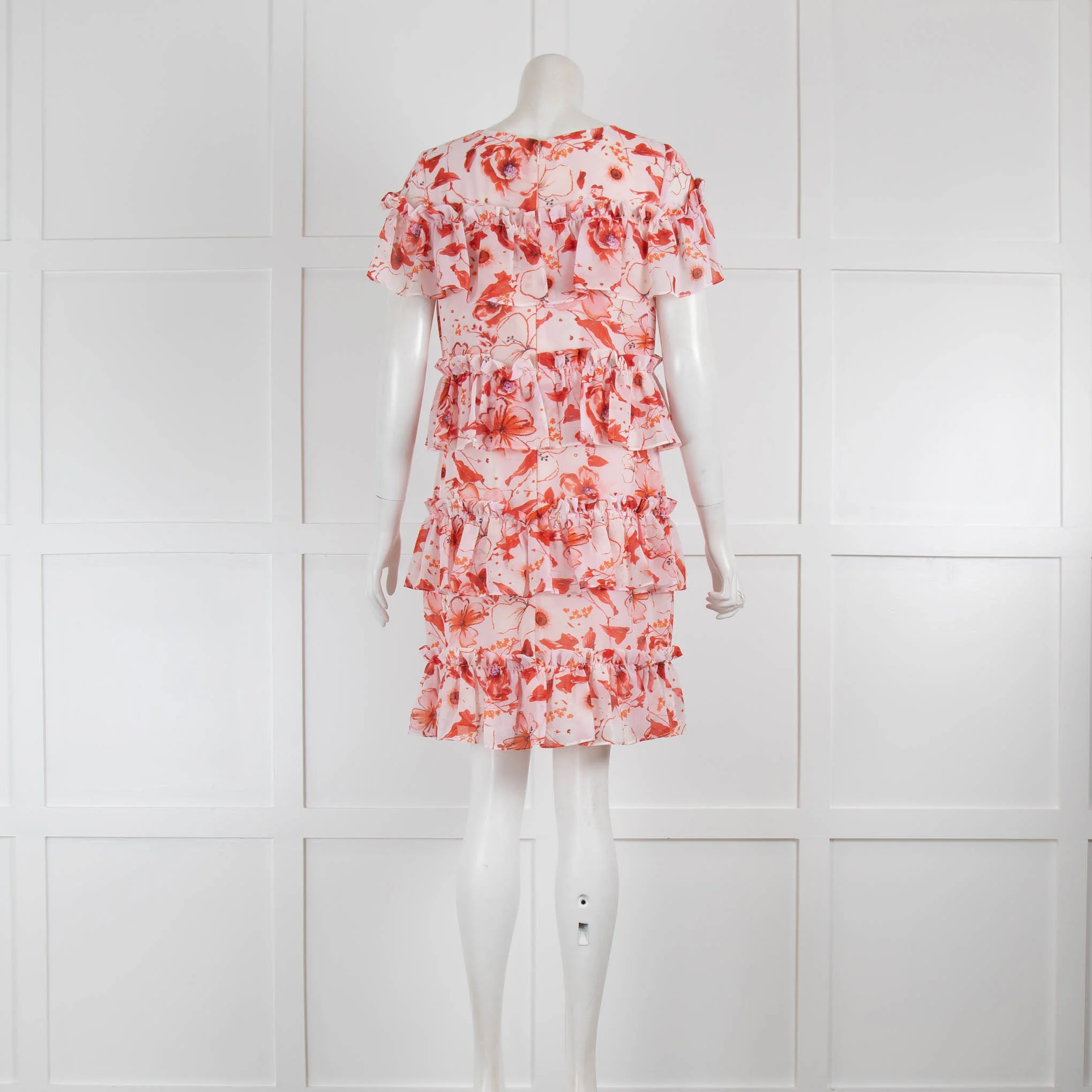 Badgley Mischka Pink and Orange Floral Mini Dress - Image 3