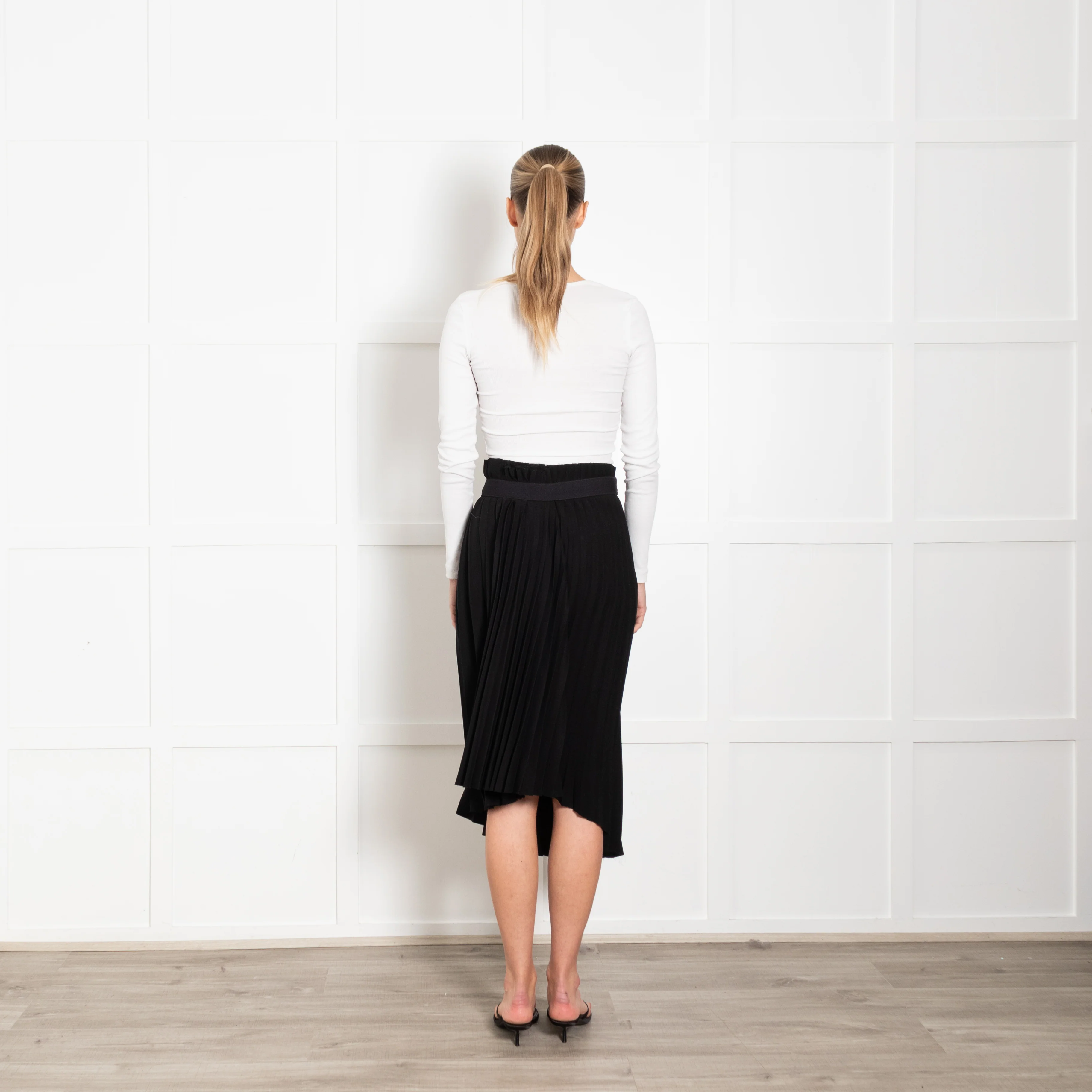 Balenciaga Black Pleated Logo Kilt Skirt - Image 5