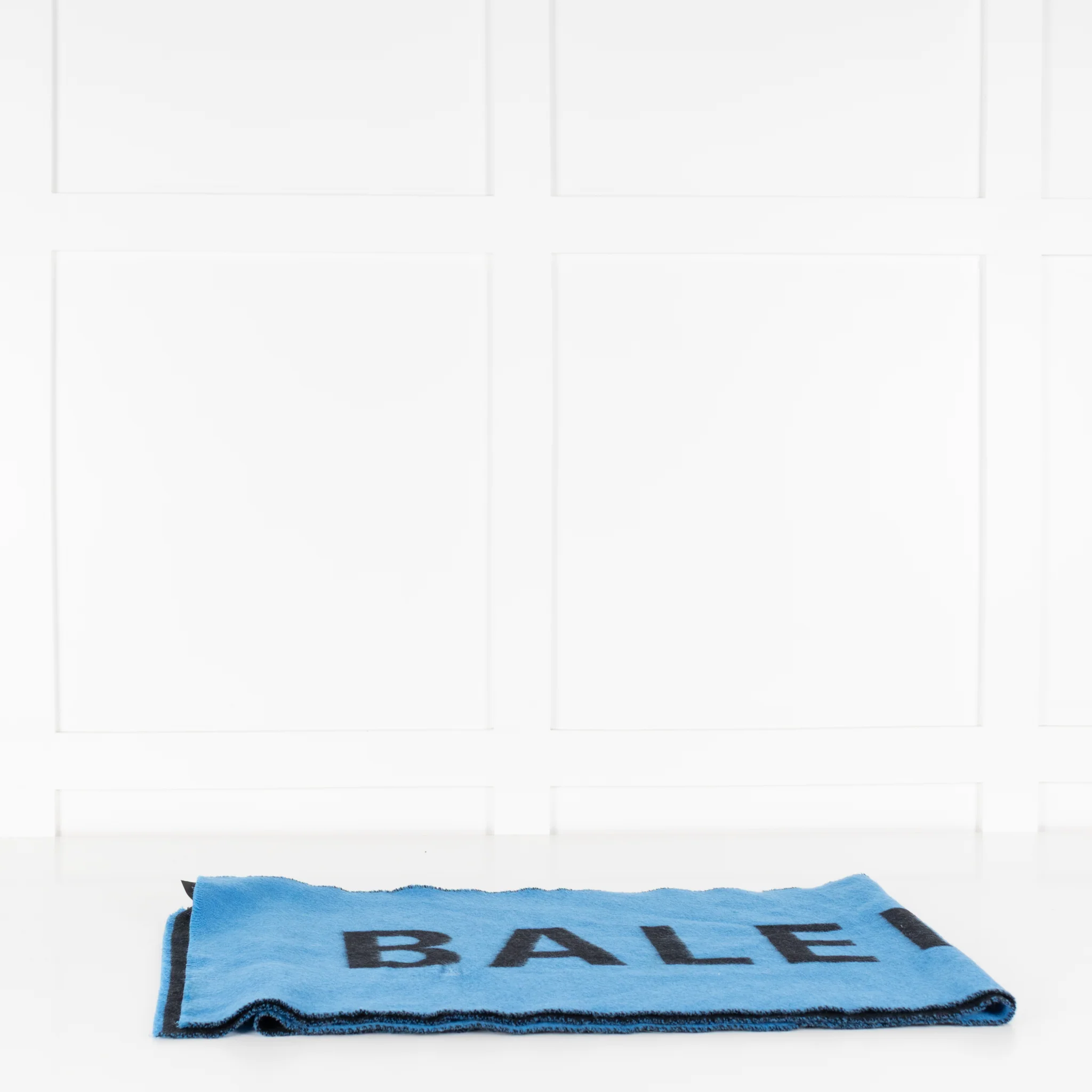 Balenciaga Blue Black Logo Wool Scarf - Image 2