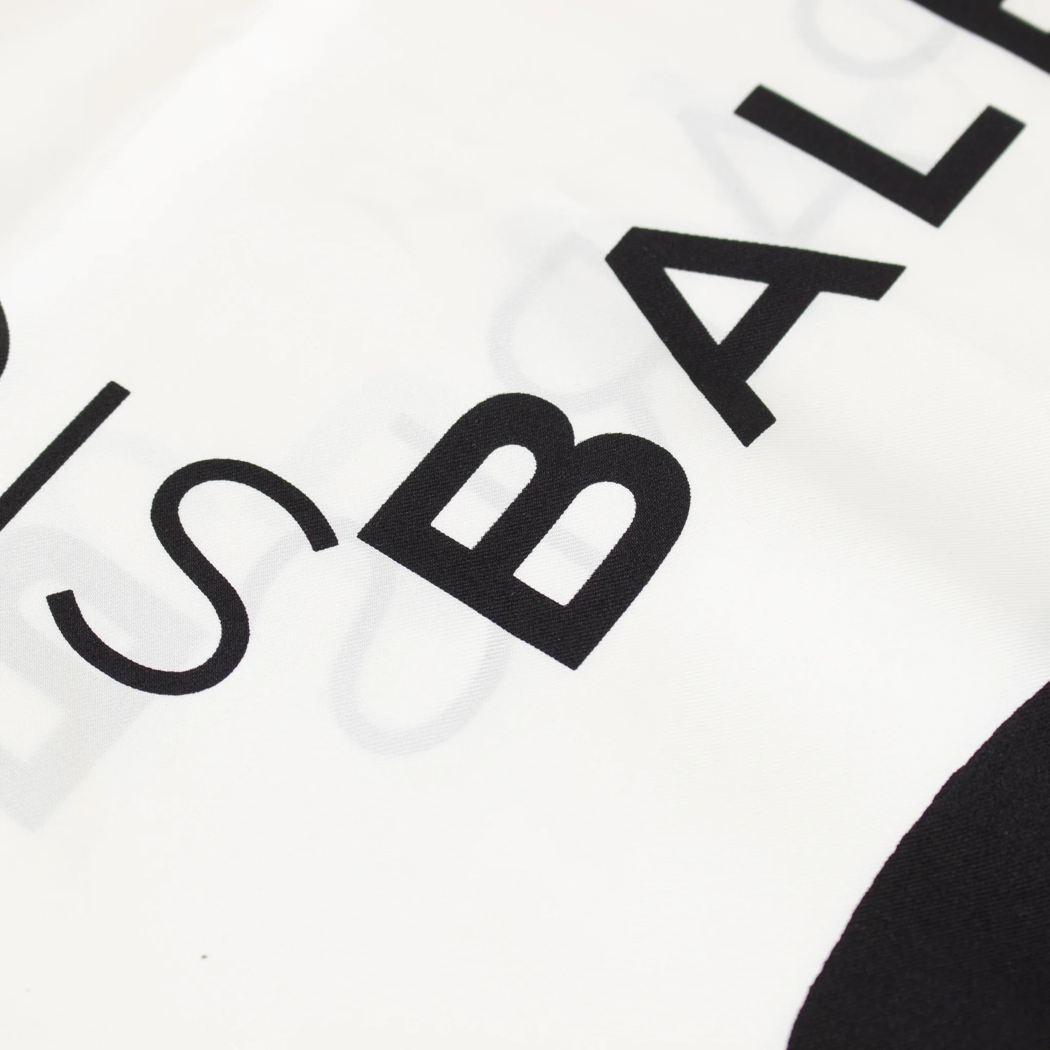 Balenciaga Cream Silk Scarf With Logo And Black Fringe - Image 5
