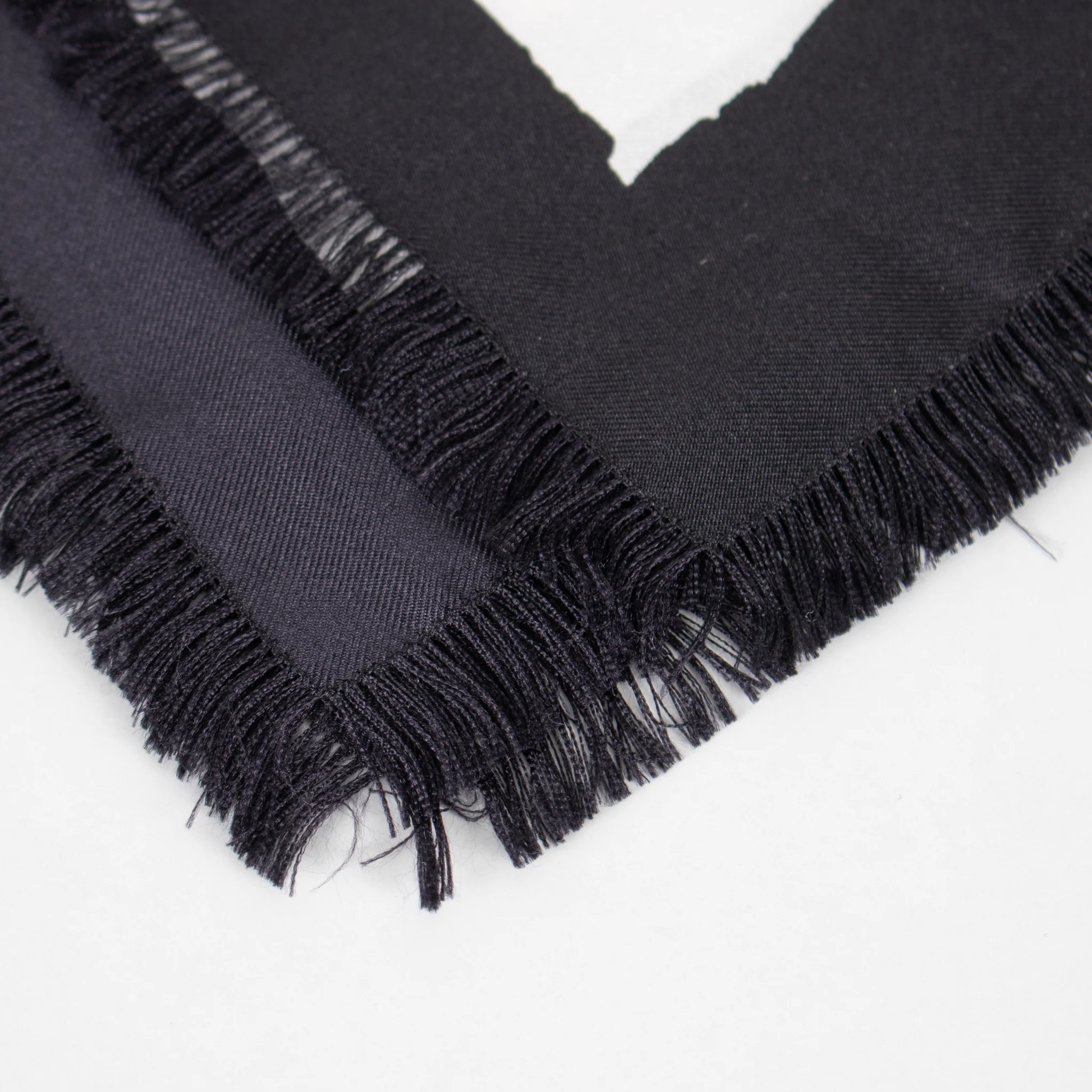 Balenciaga Cream Silk Scarf With Logo And Black Fringe - Image 7