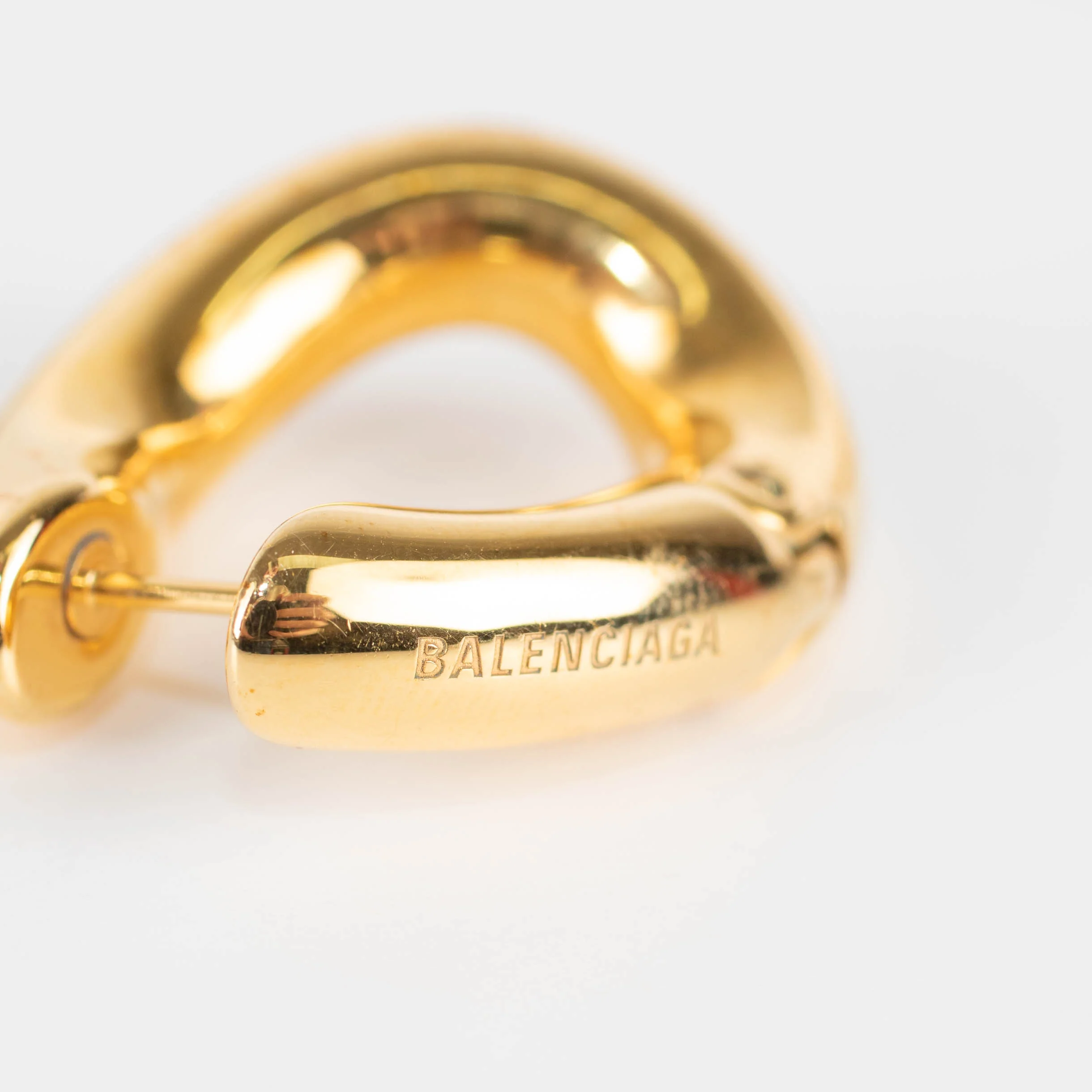 Balenciaga Loop Gold Plated Hinged Hoop Earrings - Image 4