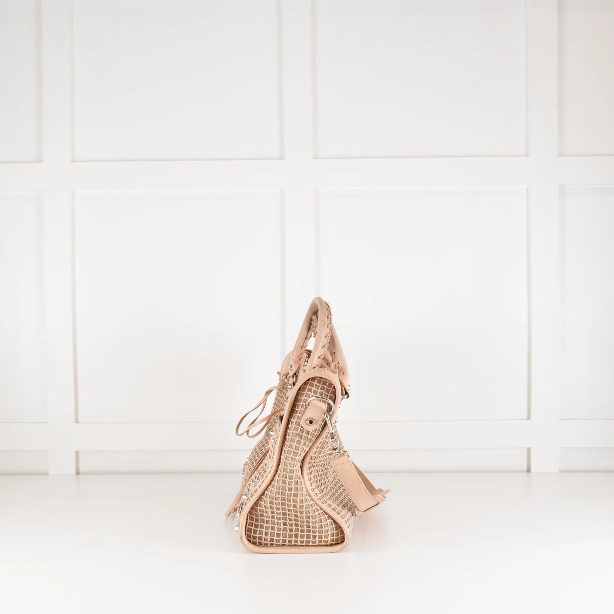 Balenciaga Le City Medium Pale Pink Woven Bag - Image 4