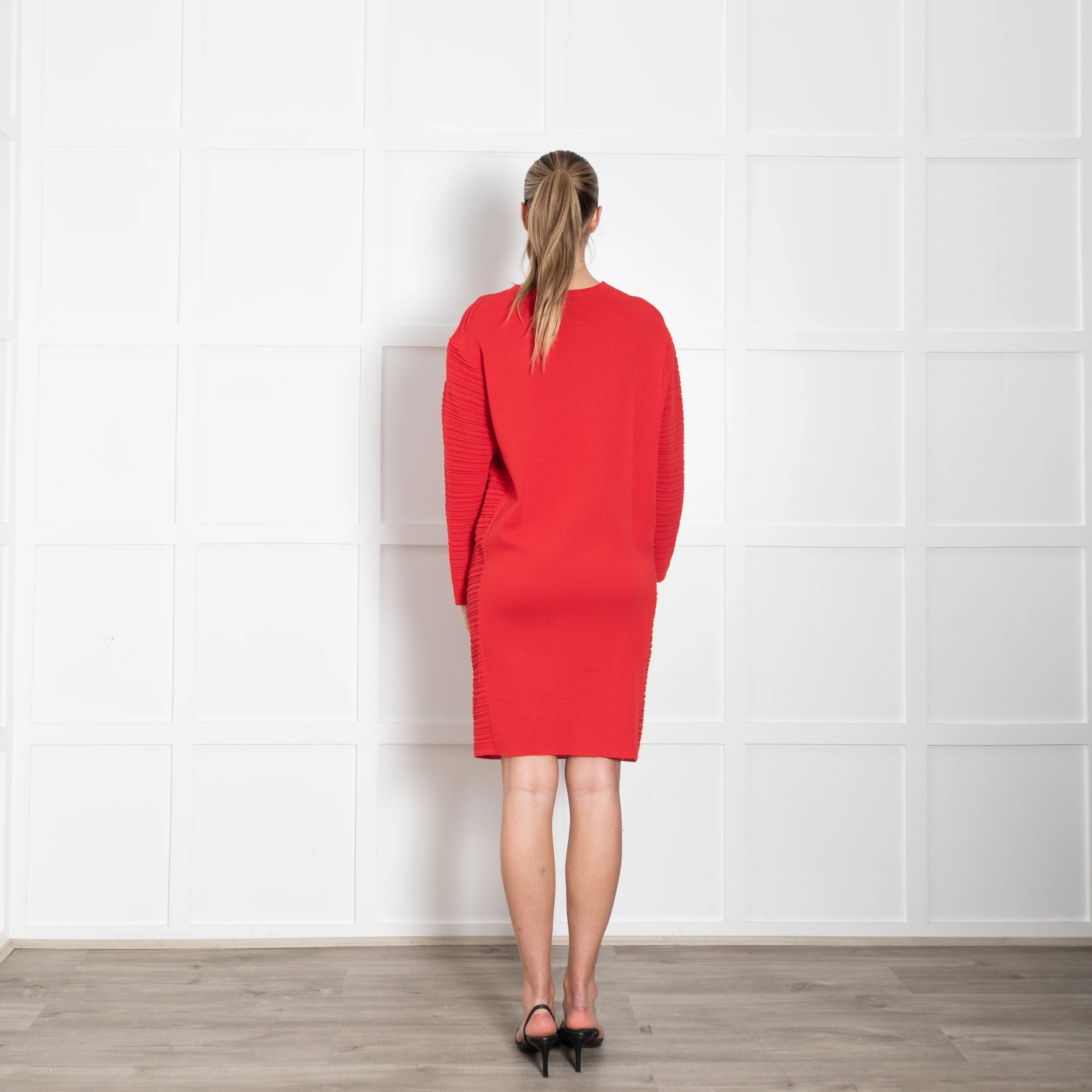 Balenciaga Paris Red Ribbed L/Sleeve Dress - Image 5
