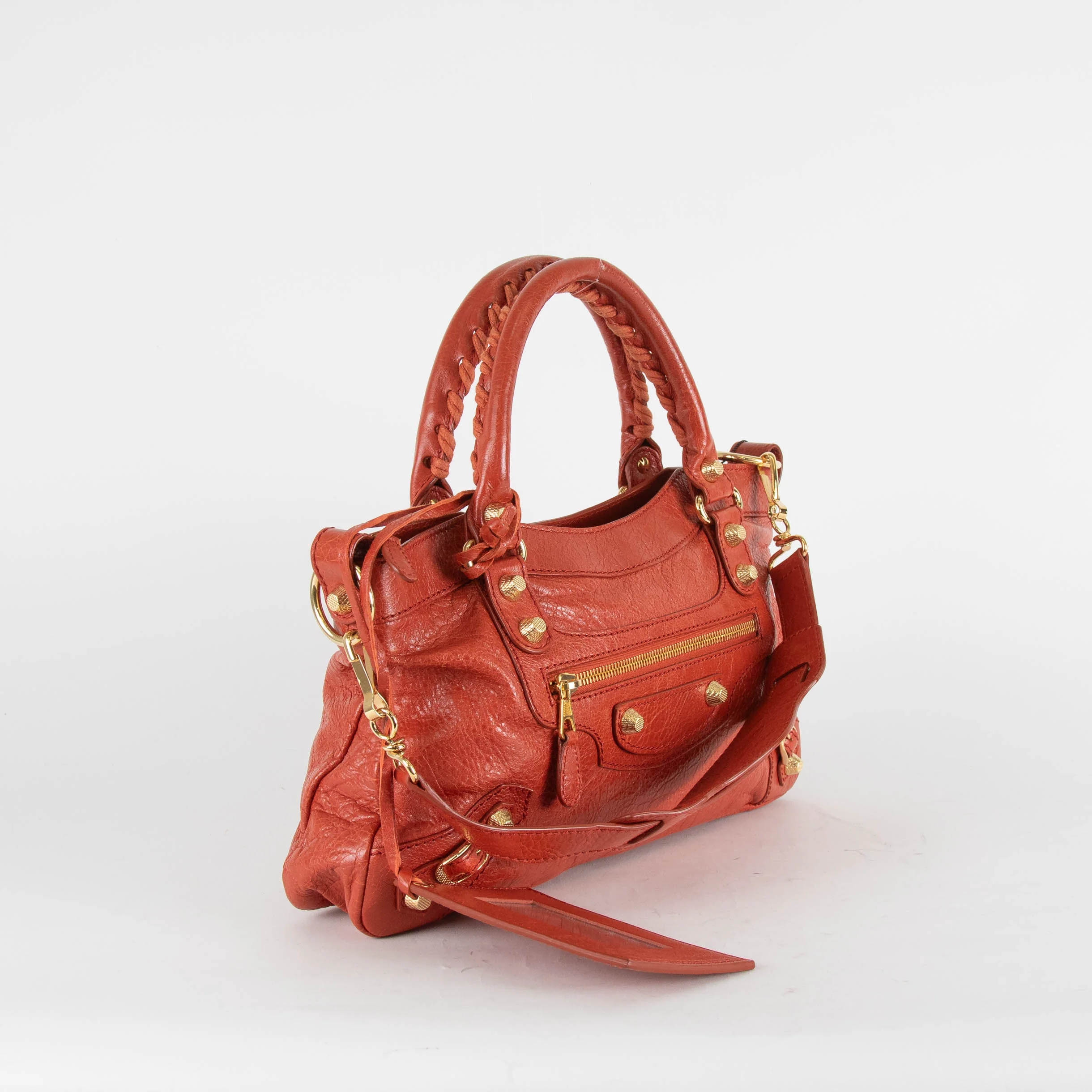 Balenciaga The First 2Way City Bag in Orange Crinkle Leather with Gold Hardware - Image 3