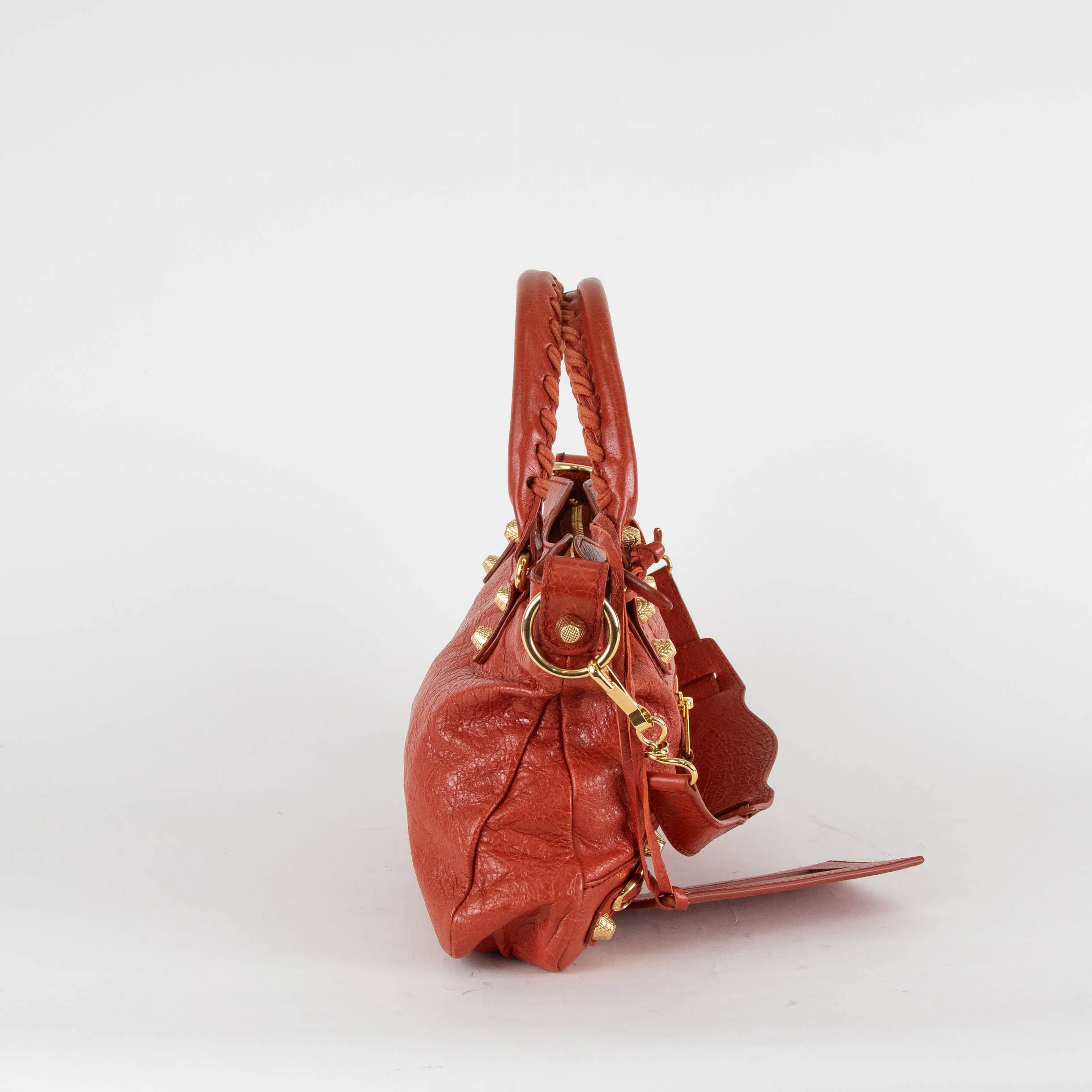 Balenciaga The First 2Way City Bag in Orange Crinkle Leather with Gold Hardware - Image 4