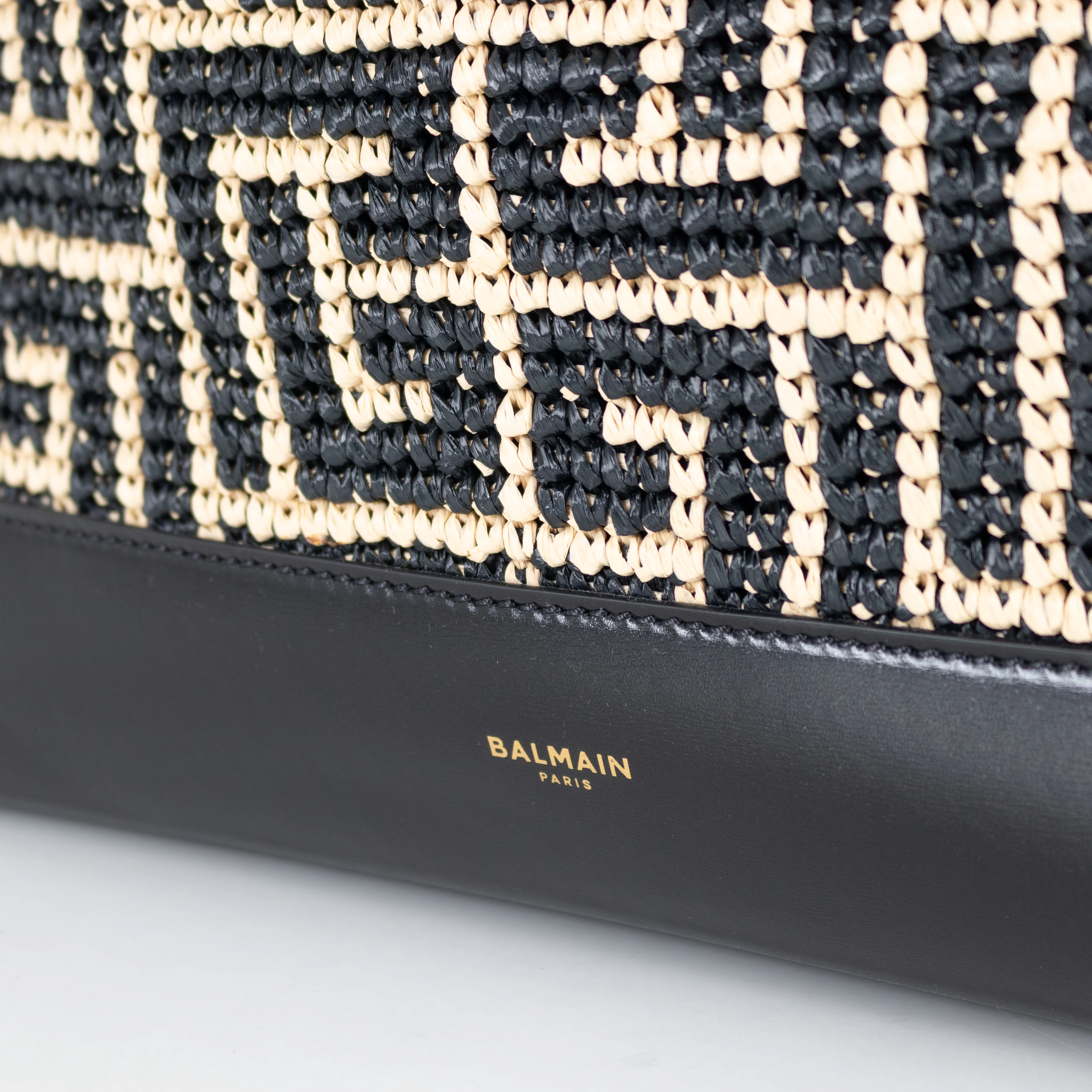 Balmain Black and Natural Raffia Tote Bag with Rope Handles - Image 12