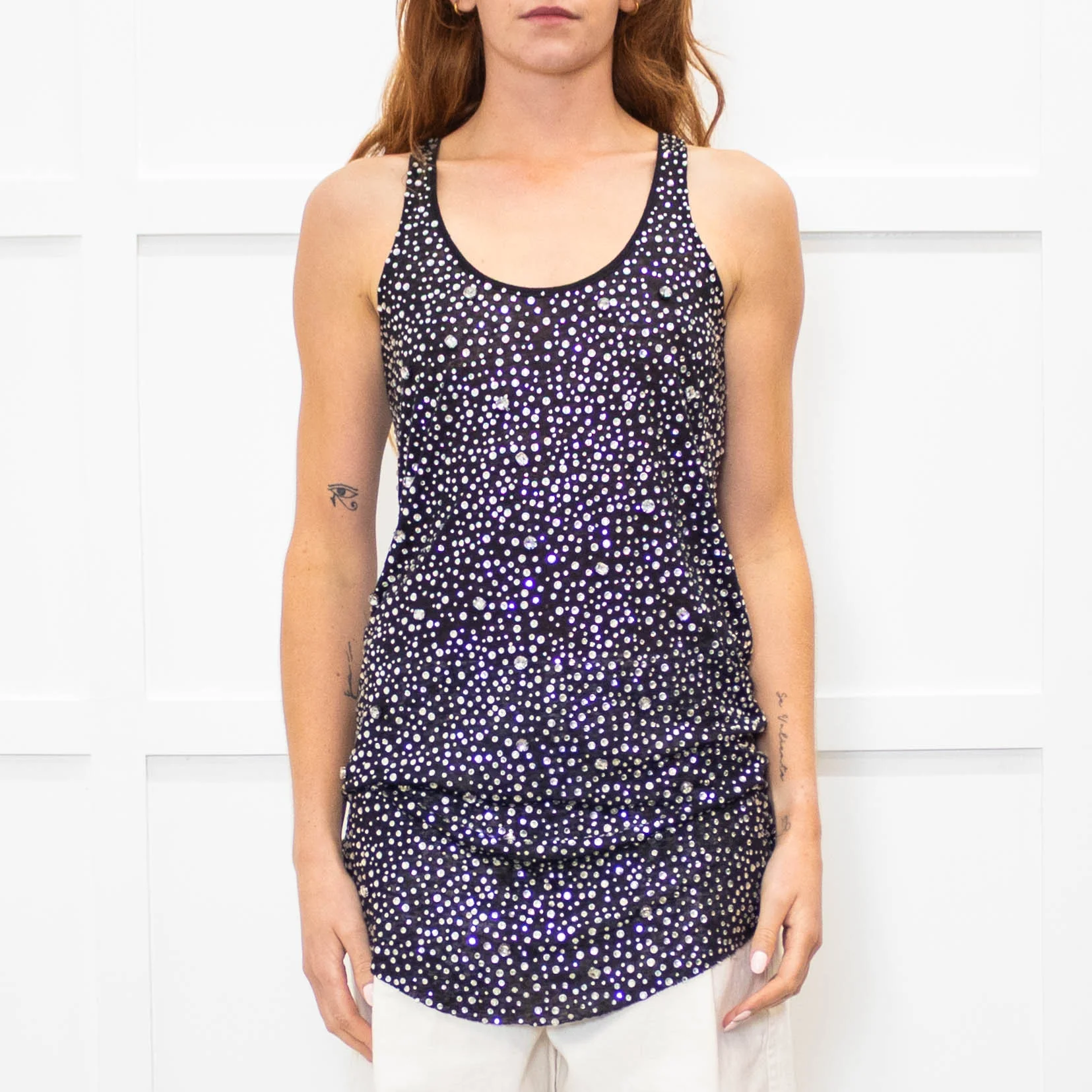 Balmain Black Diamond Crystal Embellished Tank Top - Image 2
