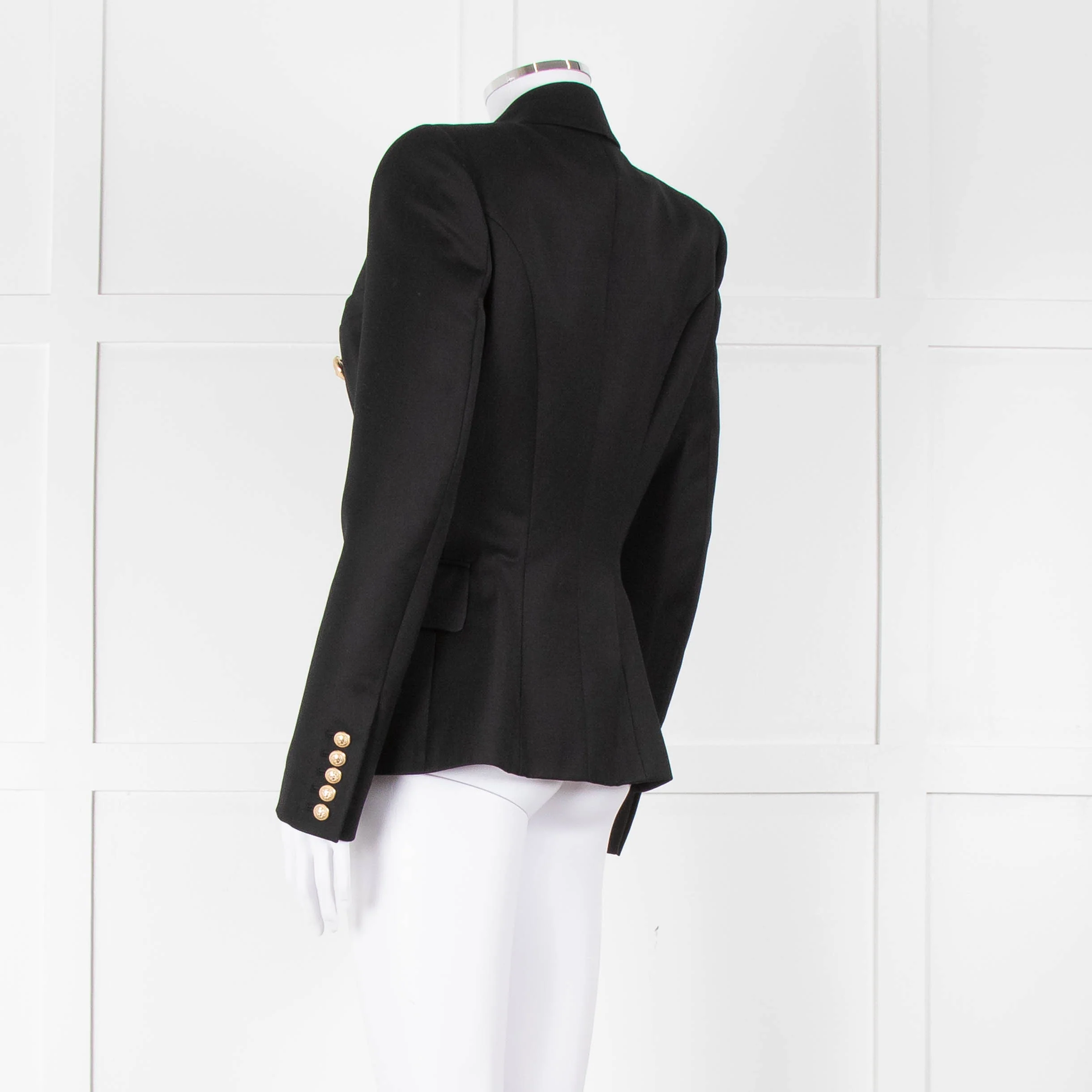 Balmain Black Double Breasted Wool-Twill Blazer Jacket - Image 7