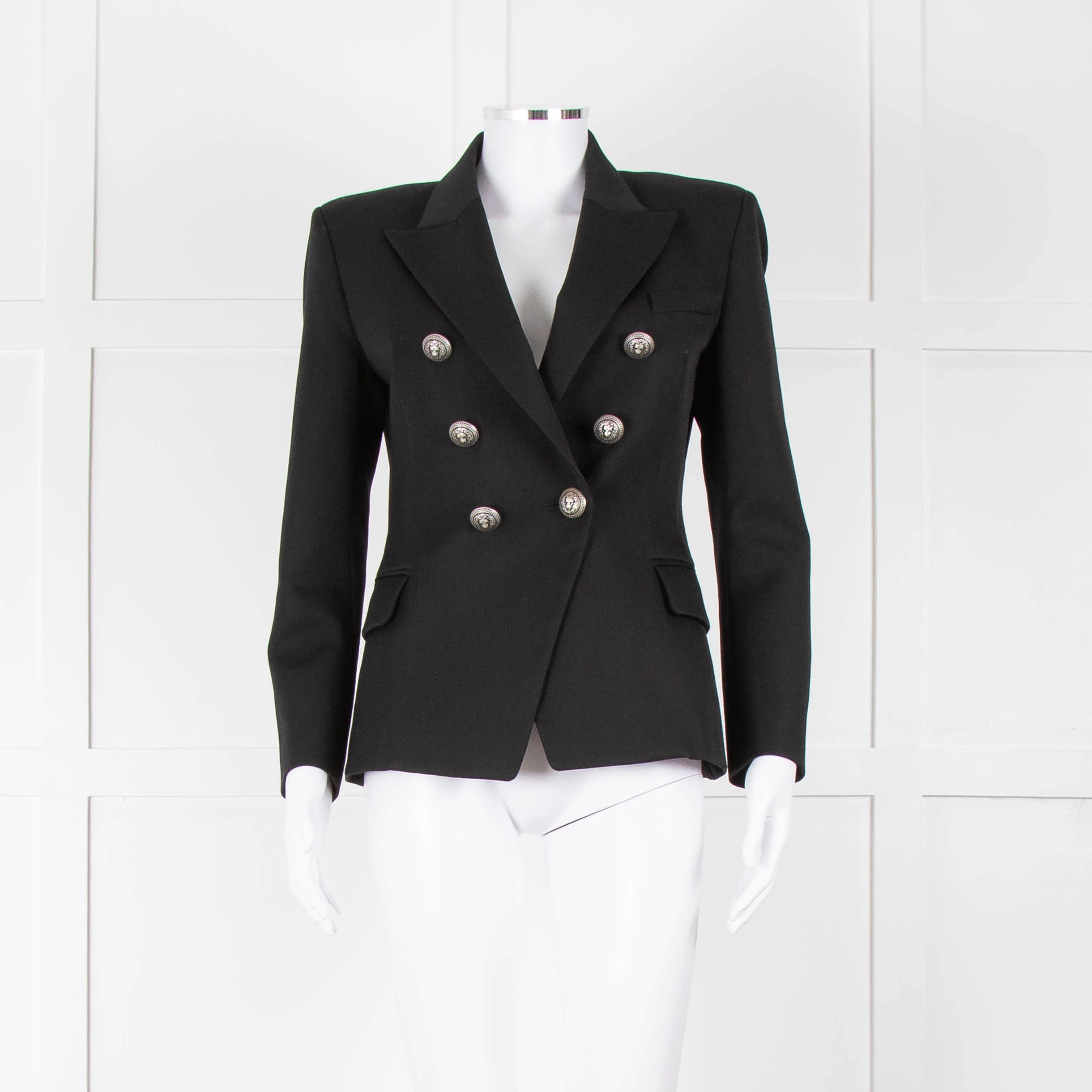 Balmain Black Fitted Jacket With Chrome Buttons