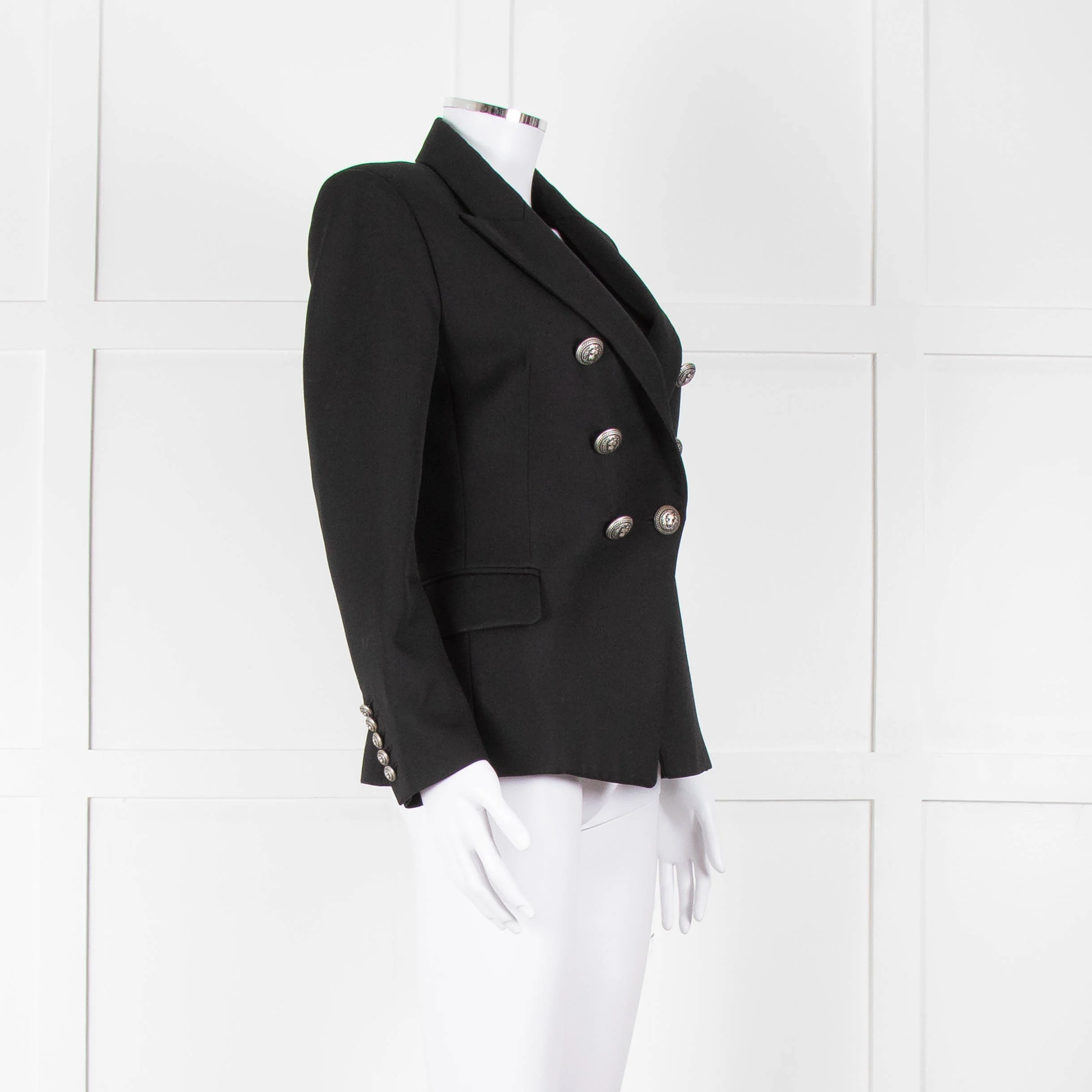 Balmain Black Fitted Jacket With Chrome Buttons - Image 2