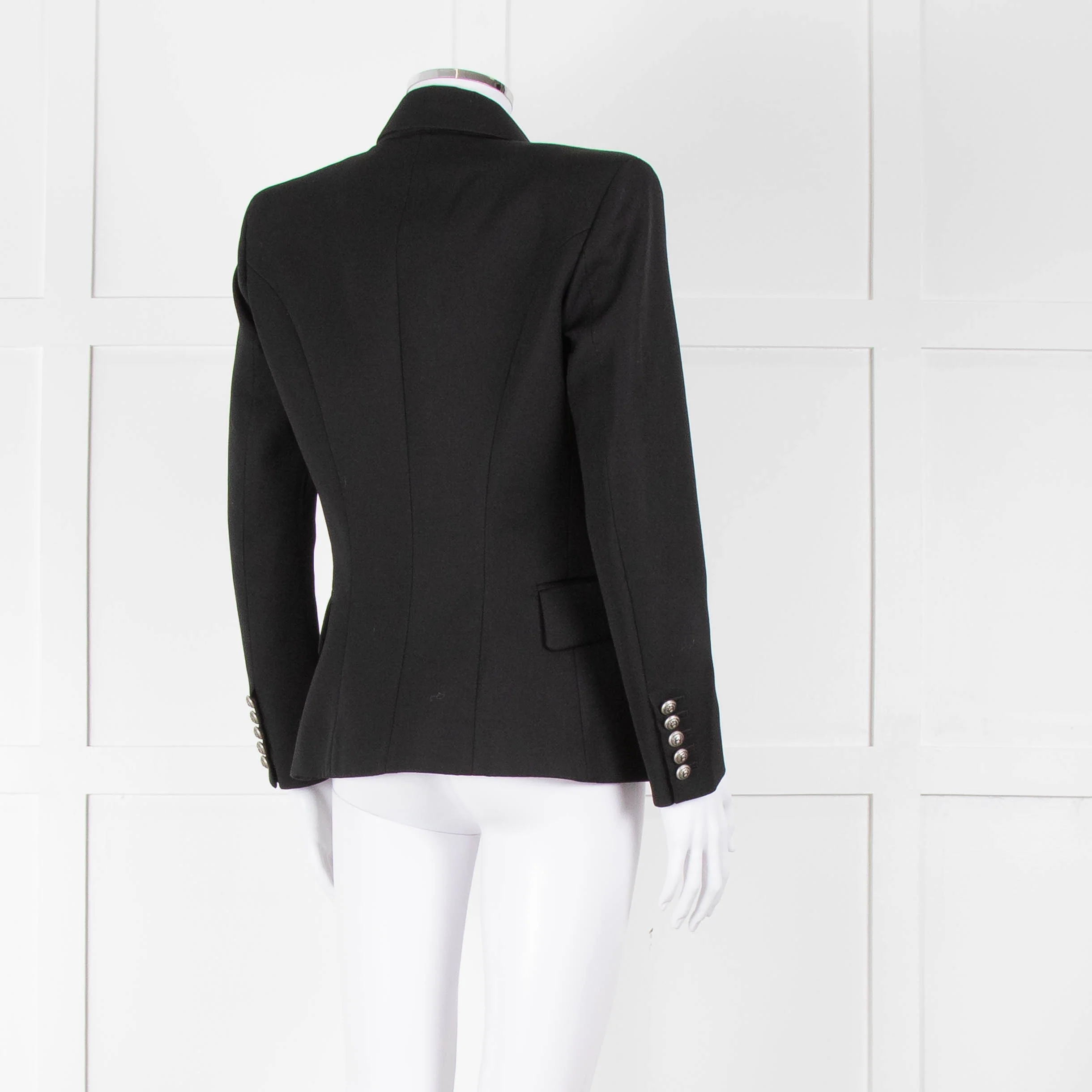 Balmain Black Fitted Jacket With Chrome Buttons - Image 4