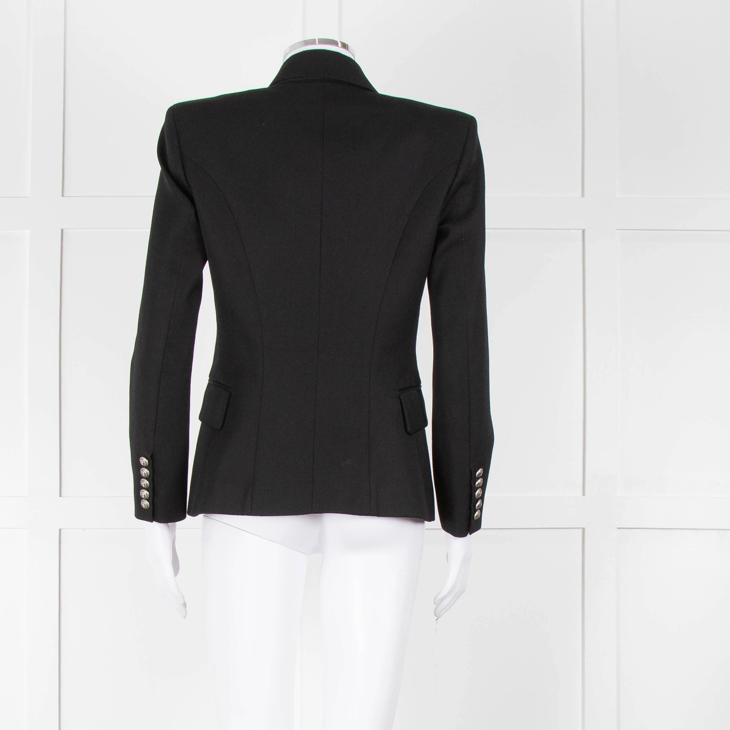 Balmain Black Fitted Jacket With Chrome Buttons - Image 5