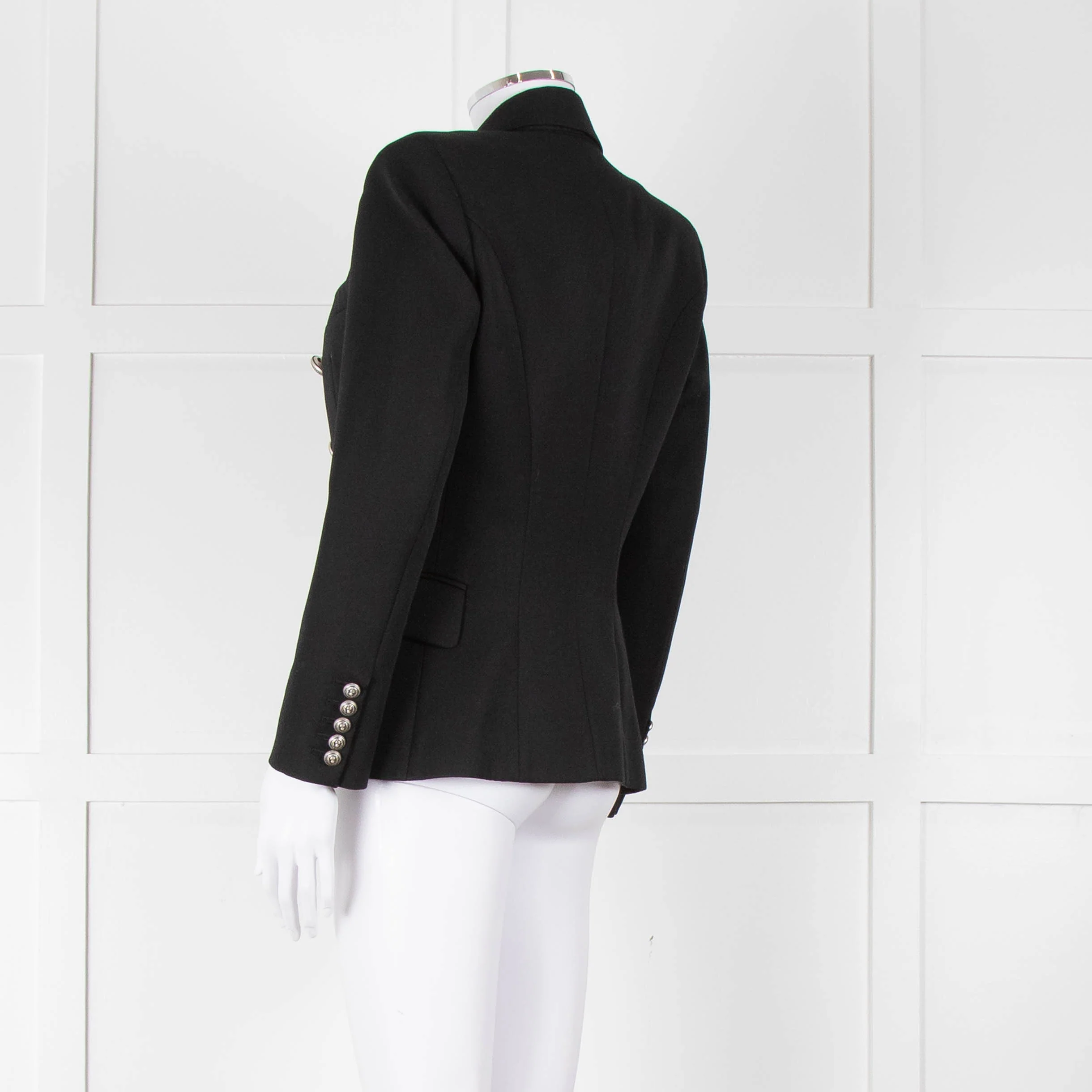 Balmain Black Fitted Jacket With Chrome Buttons - Image 6