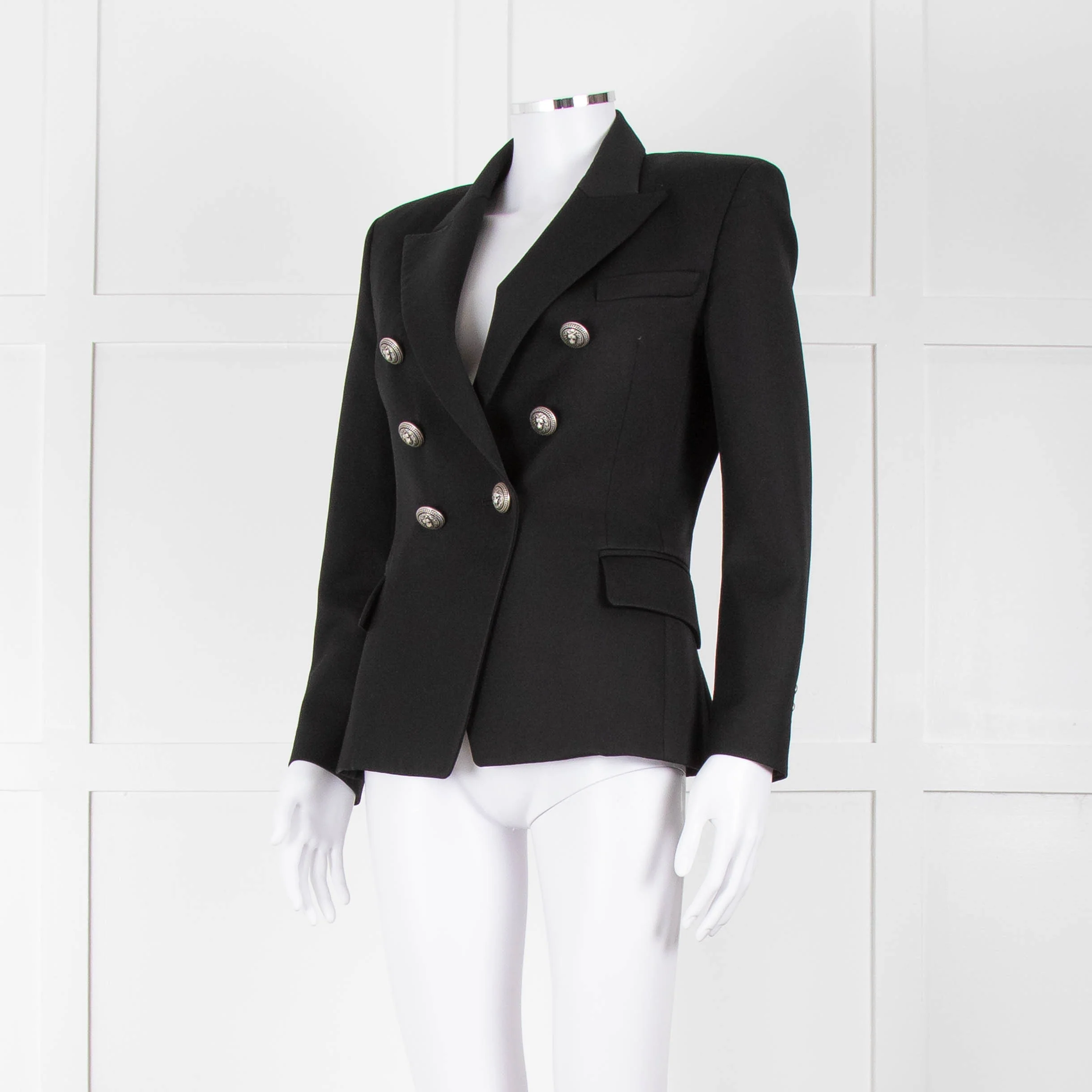 Balmain Black Fitted Jacket With Chrome Buttons - Image 8