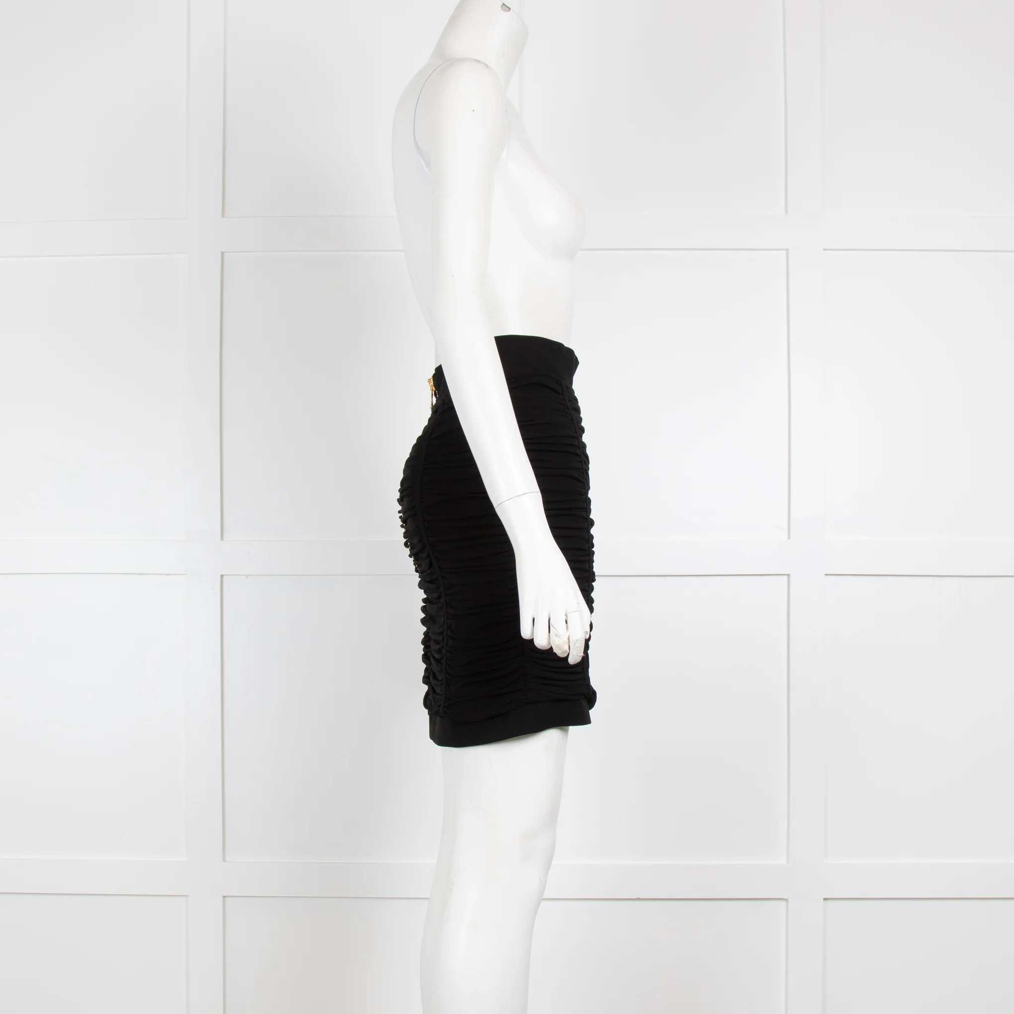 Balmain Black Rushed Skirt - Image 2