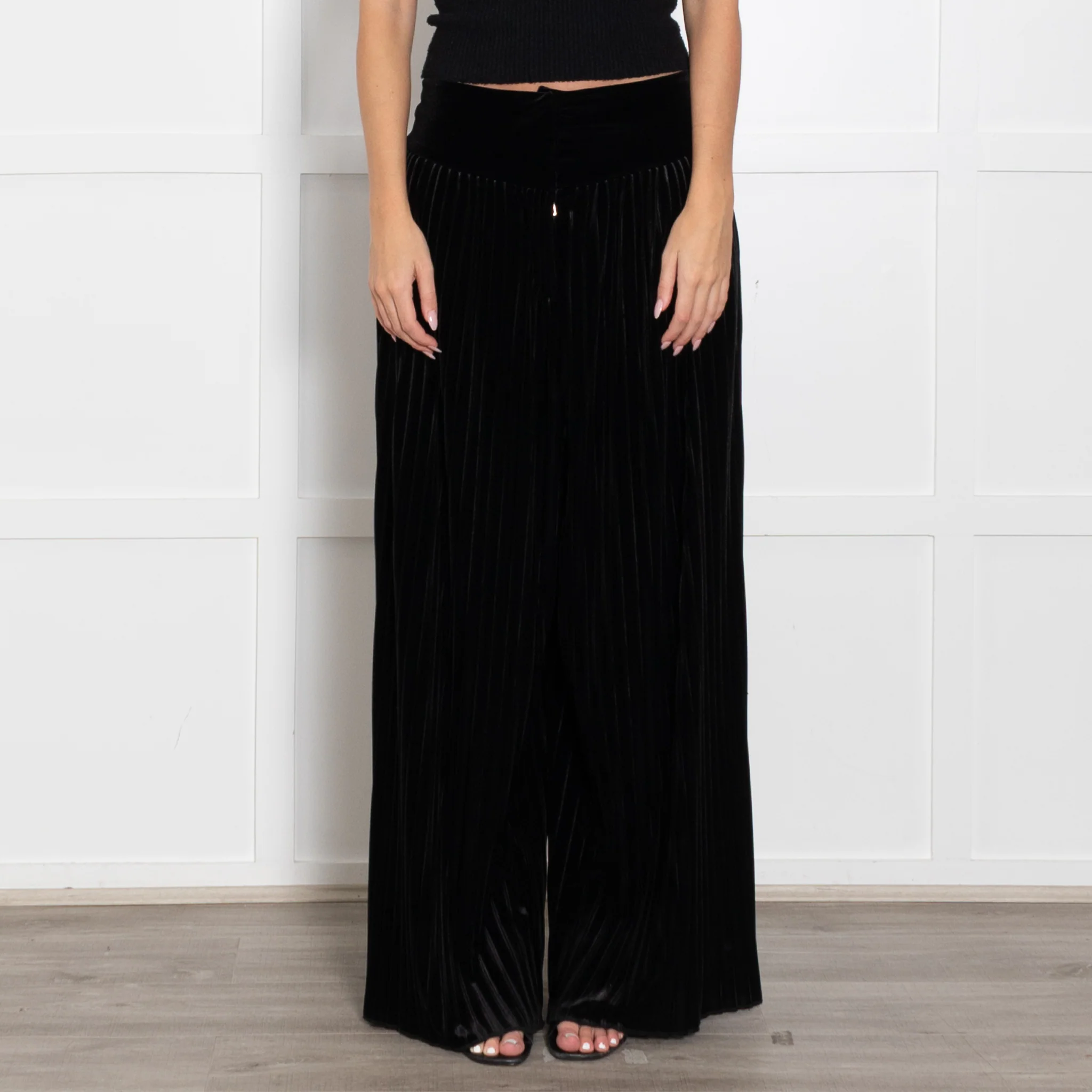 Balmain Black Velvet Wide Leg Trousers - Image 2