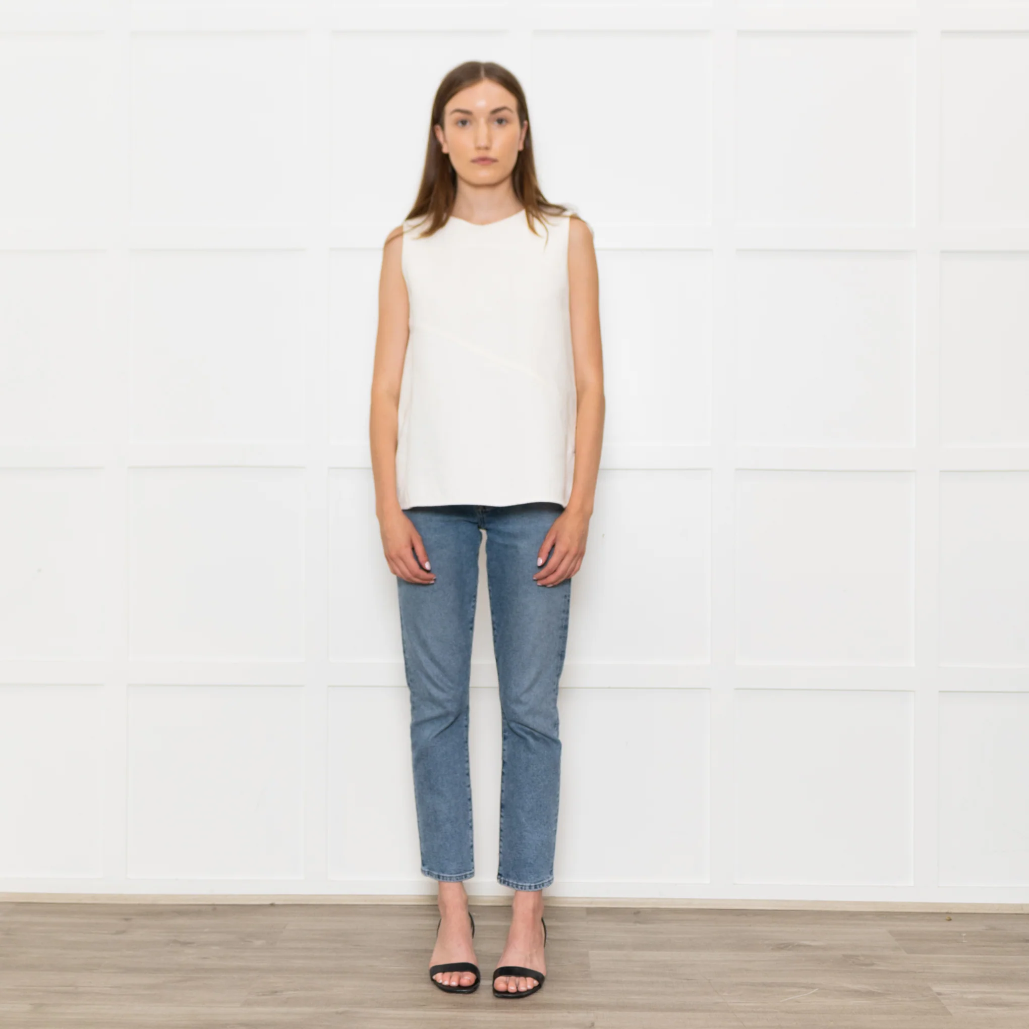 Bamford Cream Textured Sleeveless Top