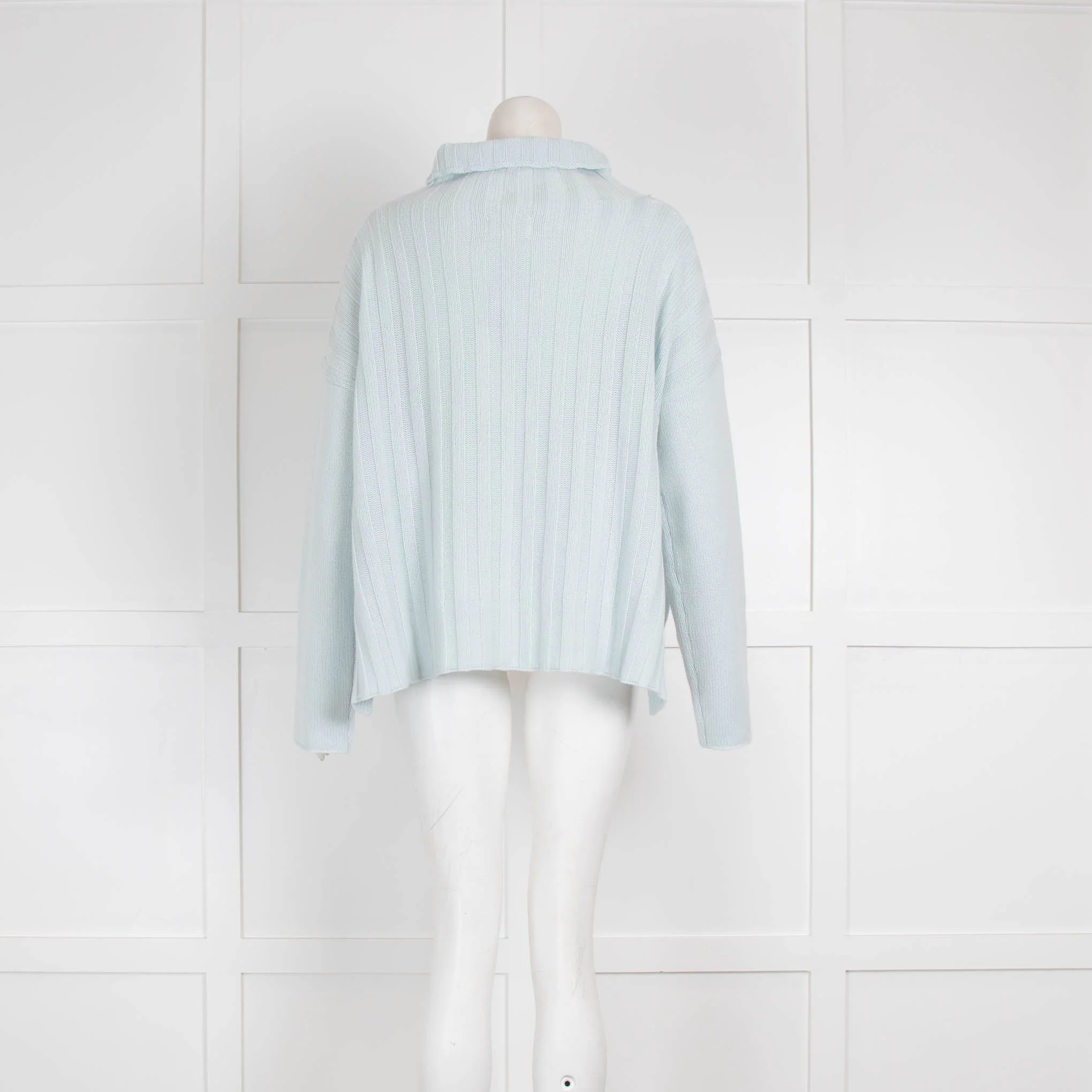 Bamford Pale Blue Cashmere Ribbed Wide Pullover - Image 3