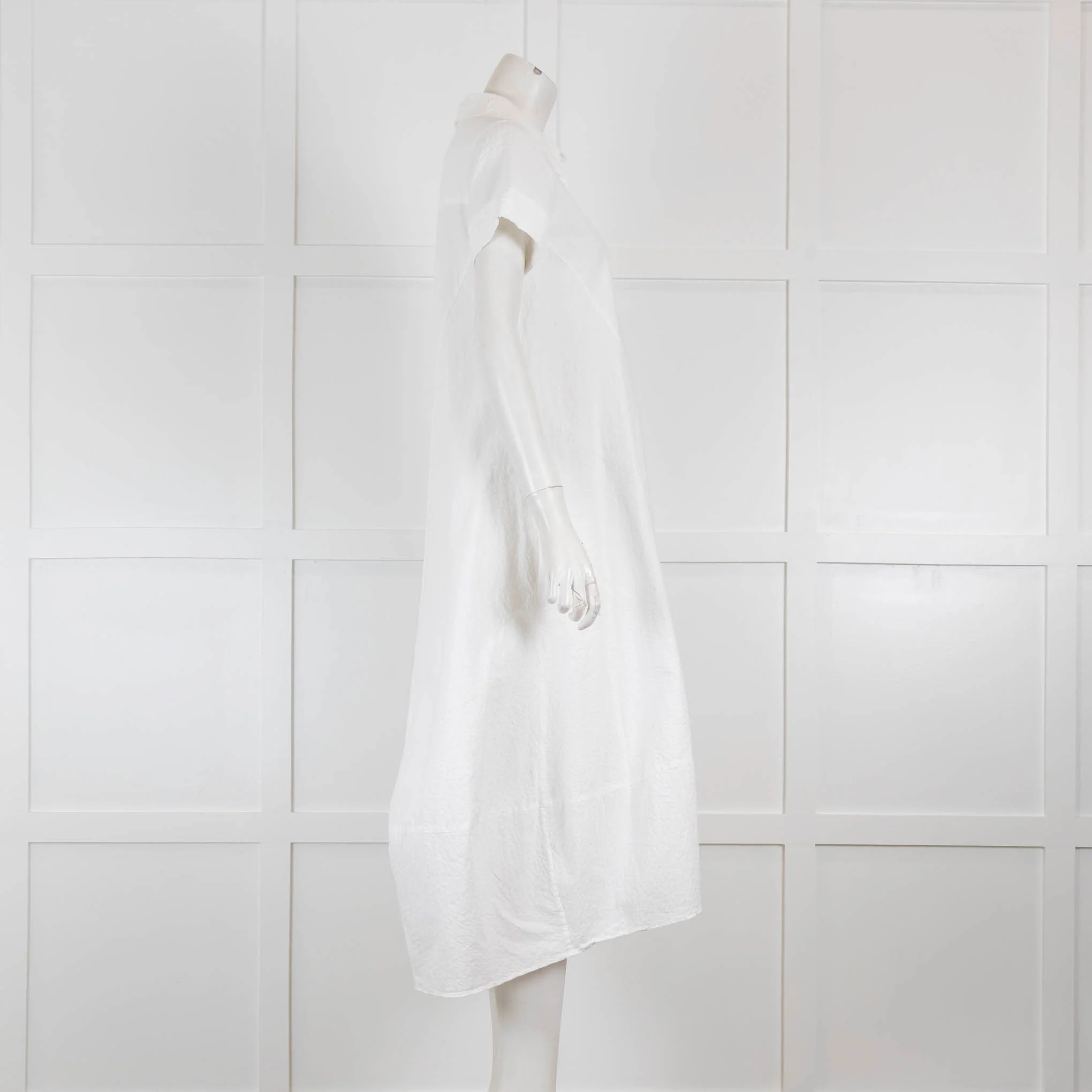 Bamford White Textured Cotton Short Sleeve Midi Dress - Image 2